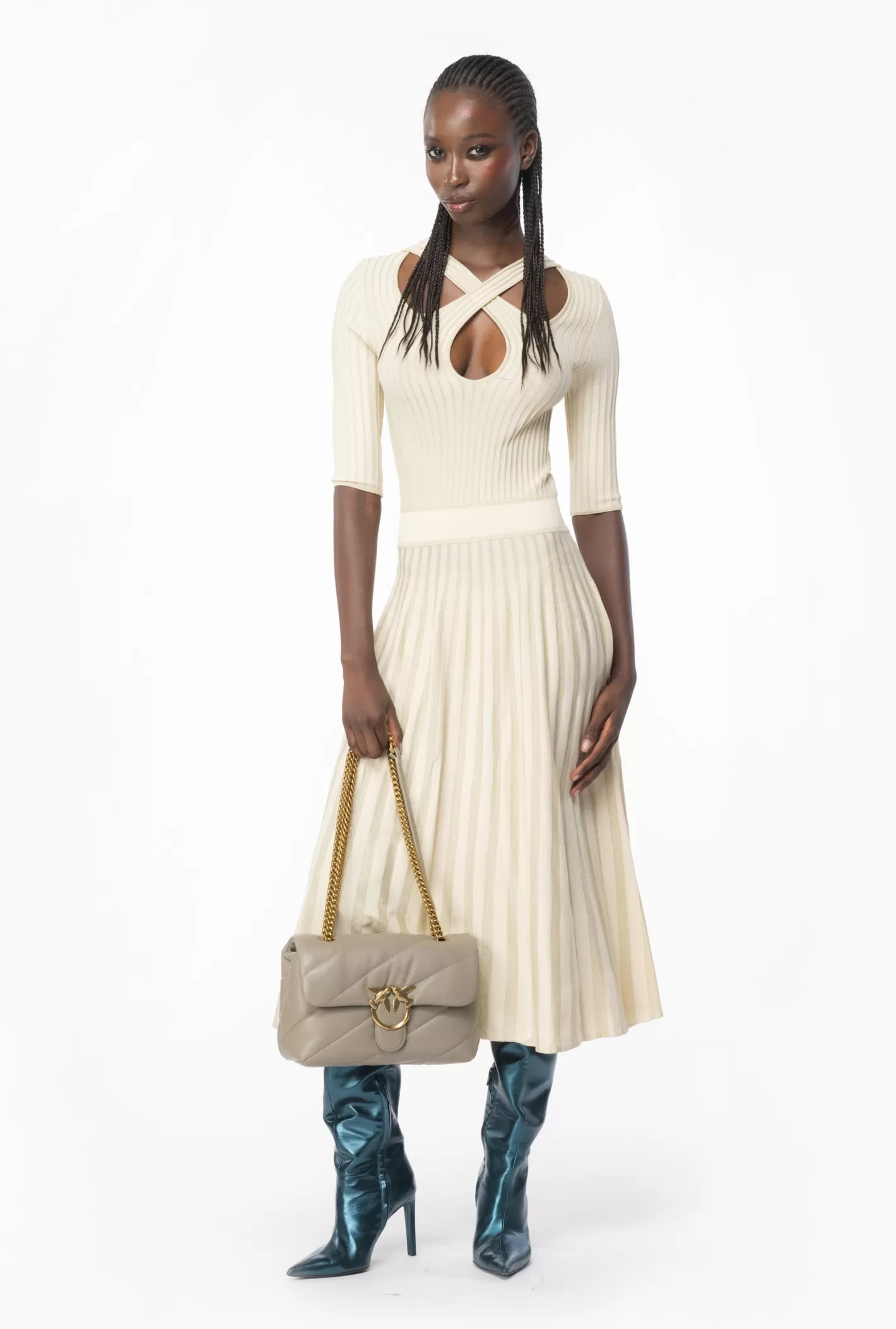 Pinko Abito in maglia bicolor BEIGE NEBBIA Clearance