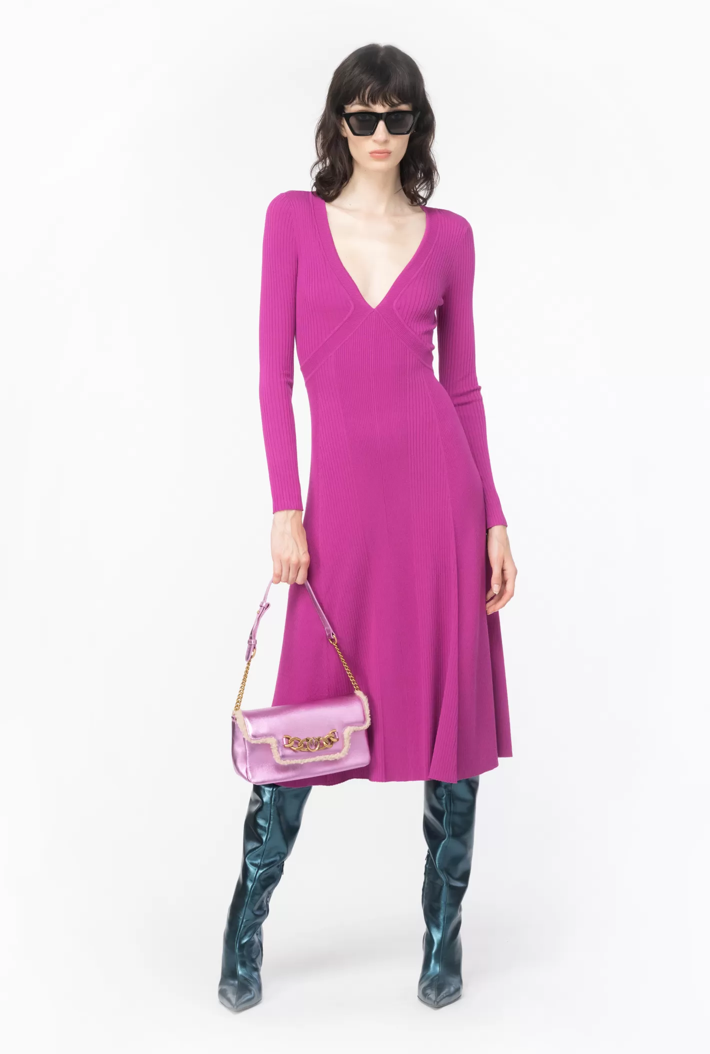 Pinko Abito midi in maglia vanisè VIOLA BUGANVILLE Sale