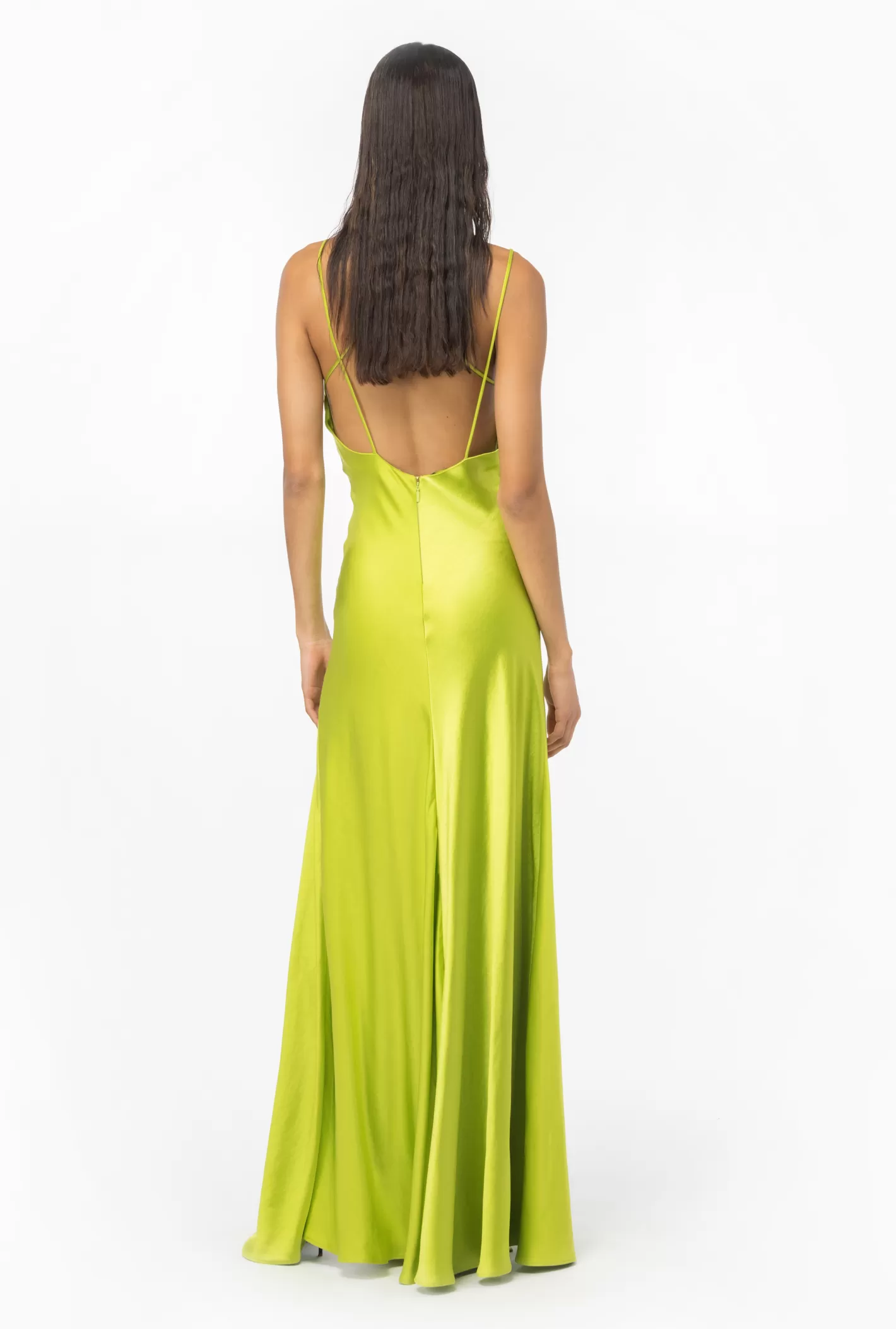 Pinko Abito slipdress in raso martellato GIALLO  LIME Best Sale