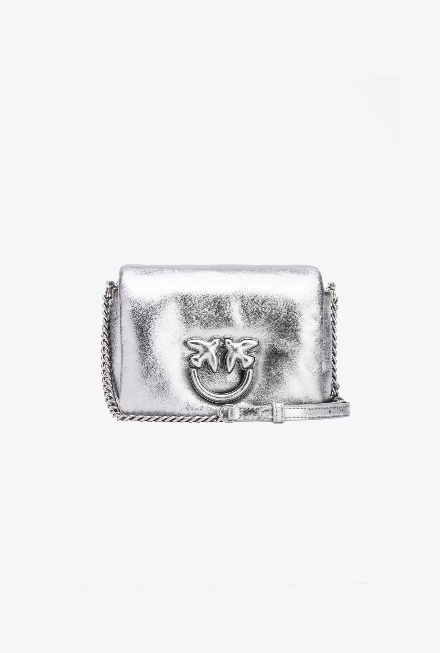 Pinko Baby Love Bag Click Puff laminata ARGENTO-OLD SILVER Best