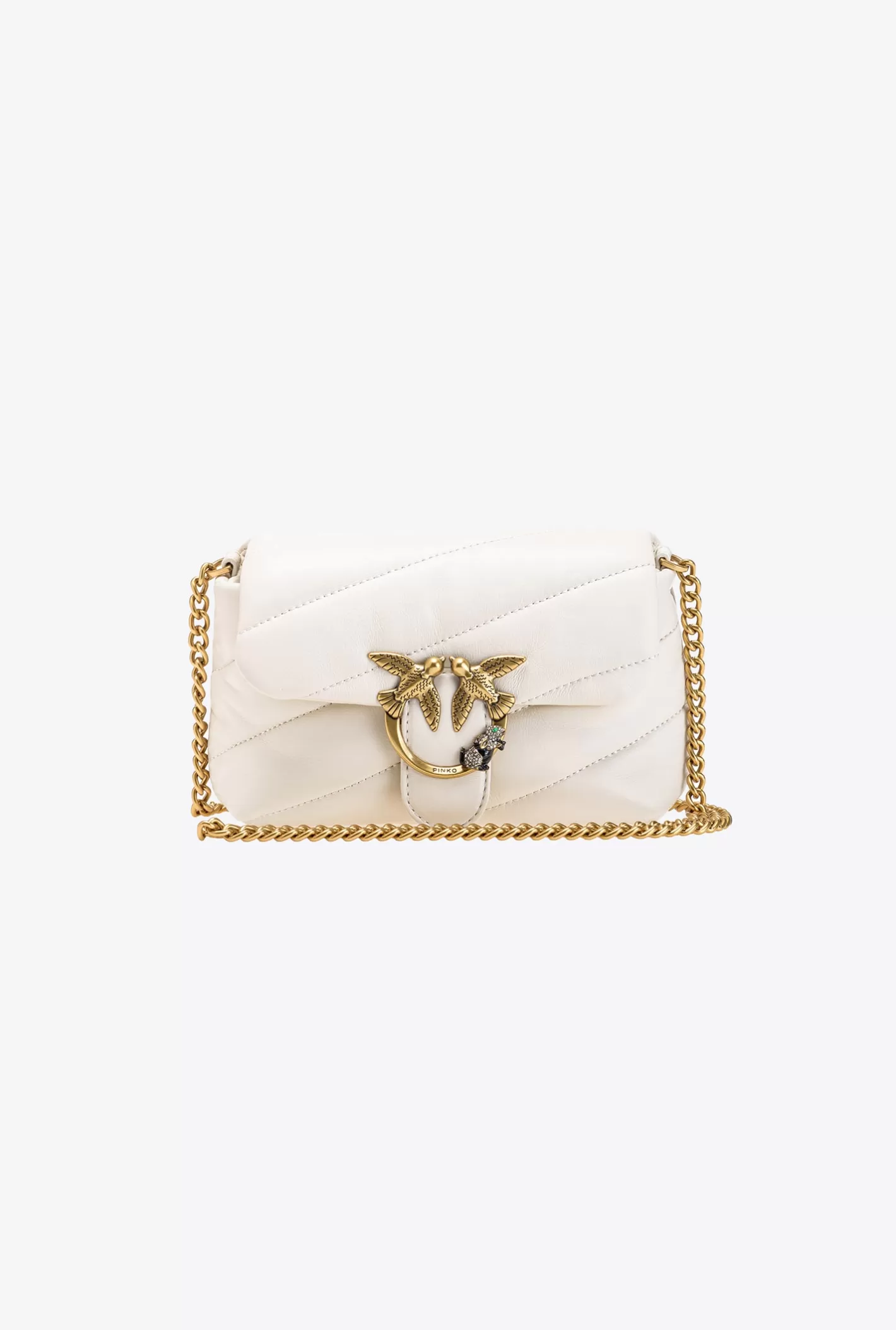 Pinko Baby Love Bag Puff Jewel BIANCO+BANCO-ANTIQUE GOLD Cheap