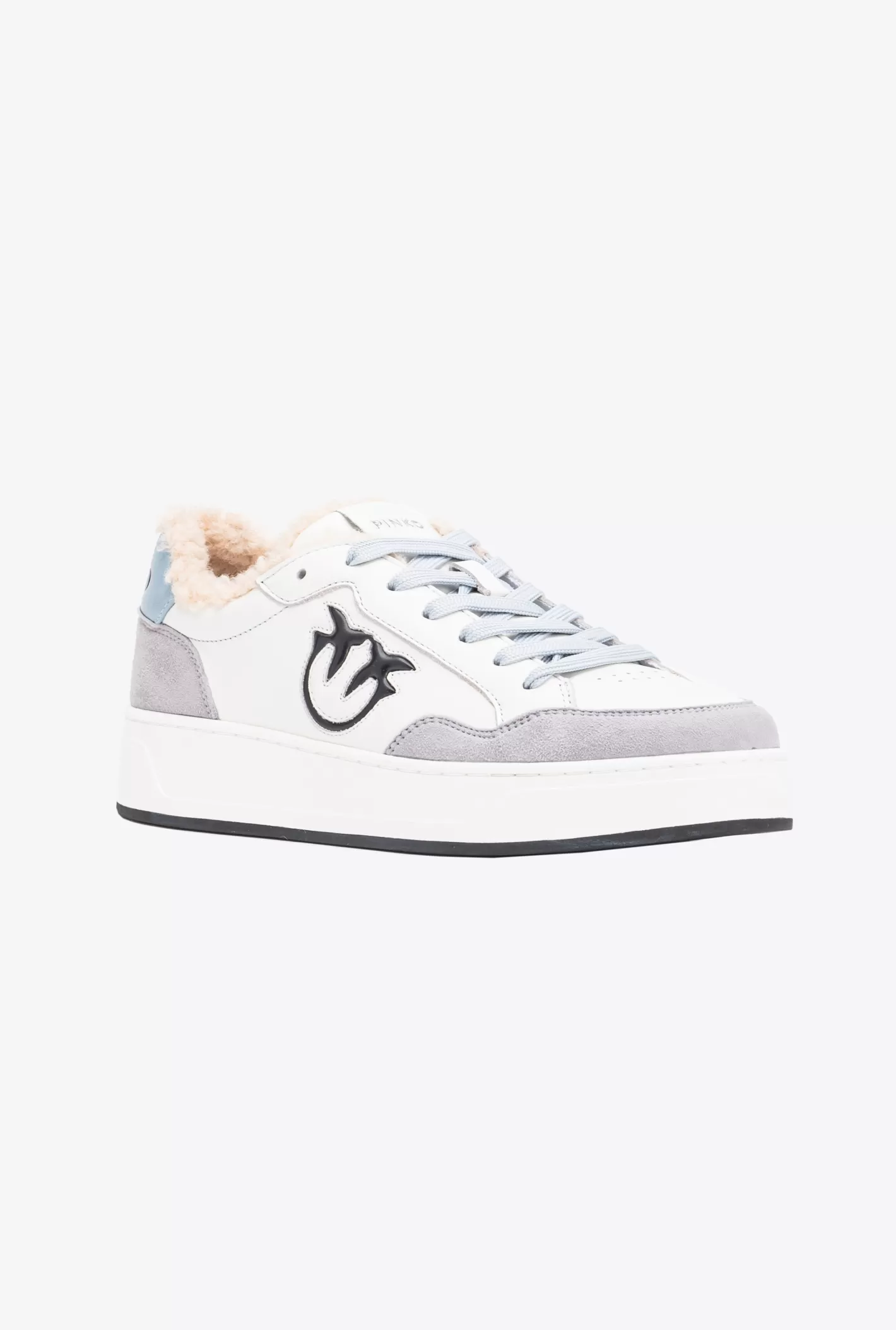 Pinko Basket sneakers faux fur logo OFF WHITE/GRIGIO/BEIGE Fashion