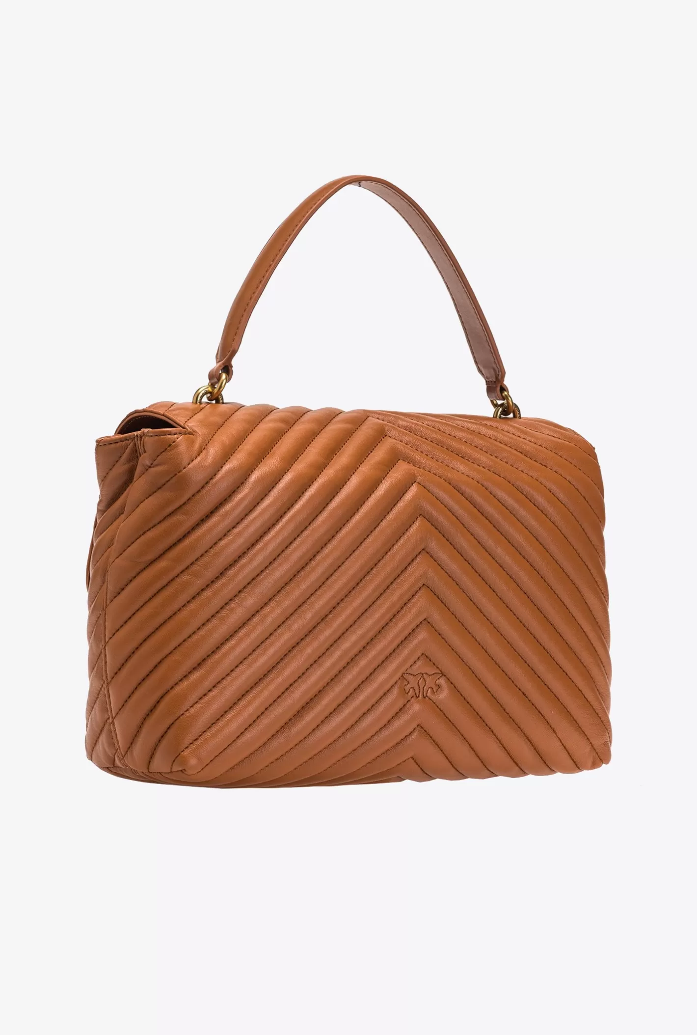 Pinko Big Lady Love Bag Puff Chevron COGNAC-ANTIQUE GOLD Shop