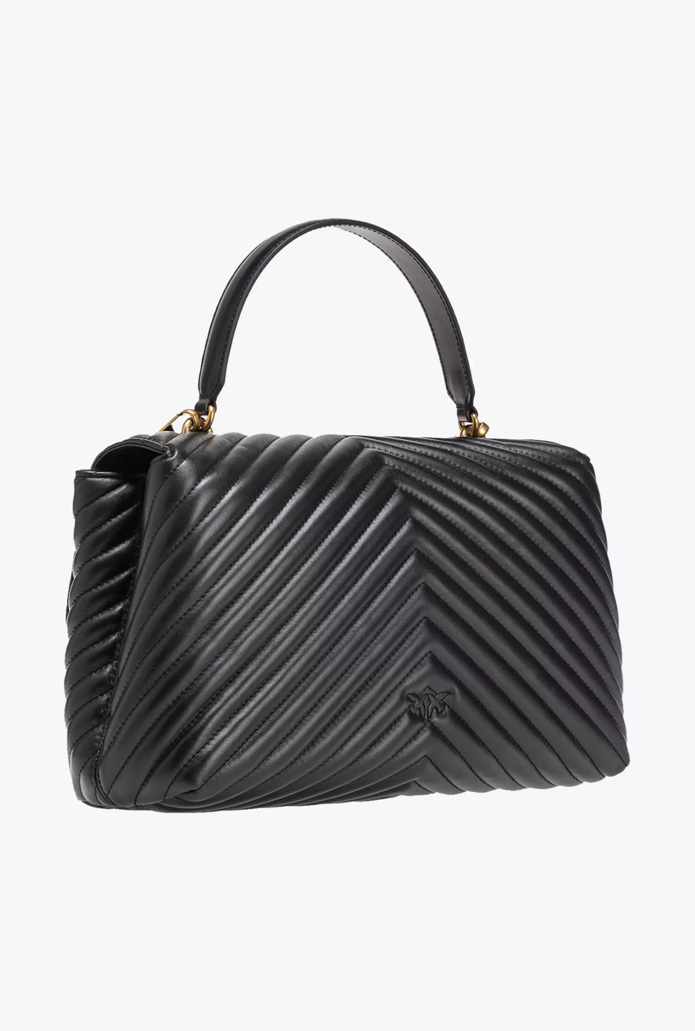 Pinko Big Lady Love Bag Puff Chevron NERO-ANTIQUE GOLD Online