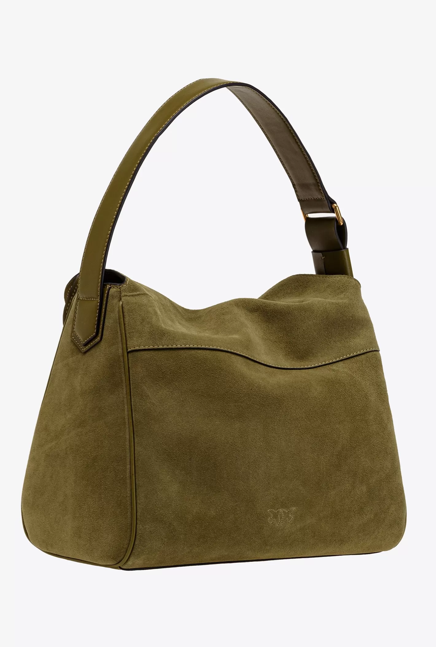 Pinko Big Leaf Bag Hobo in suede VERDE ABETE-ANTIQUE GOLD Shop