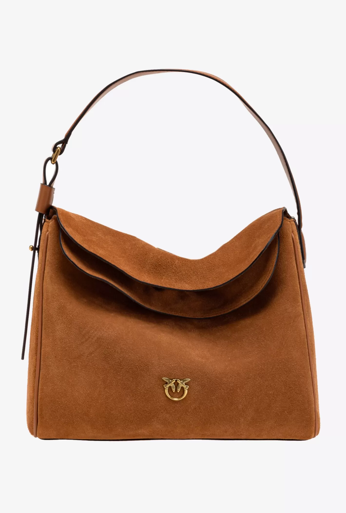 Pinko Big Leaf Bag Hobo in suede CUOIO ANTIQUE GOLD Sale