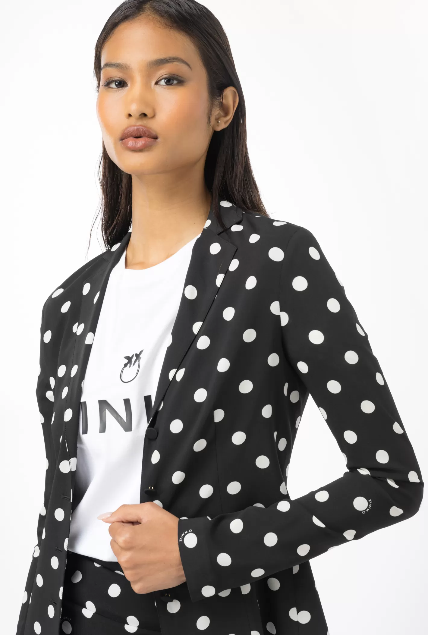 Pinko Blazer aderente a pois NERO/BIANCO New