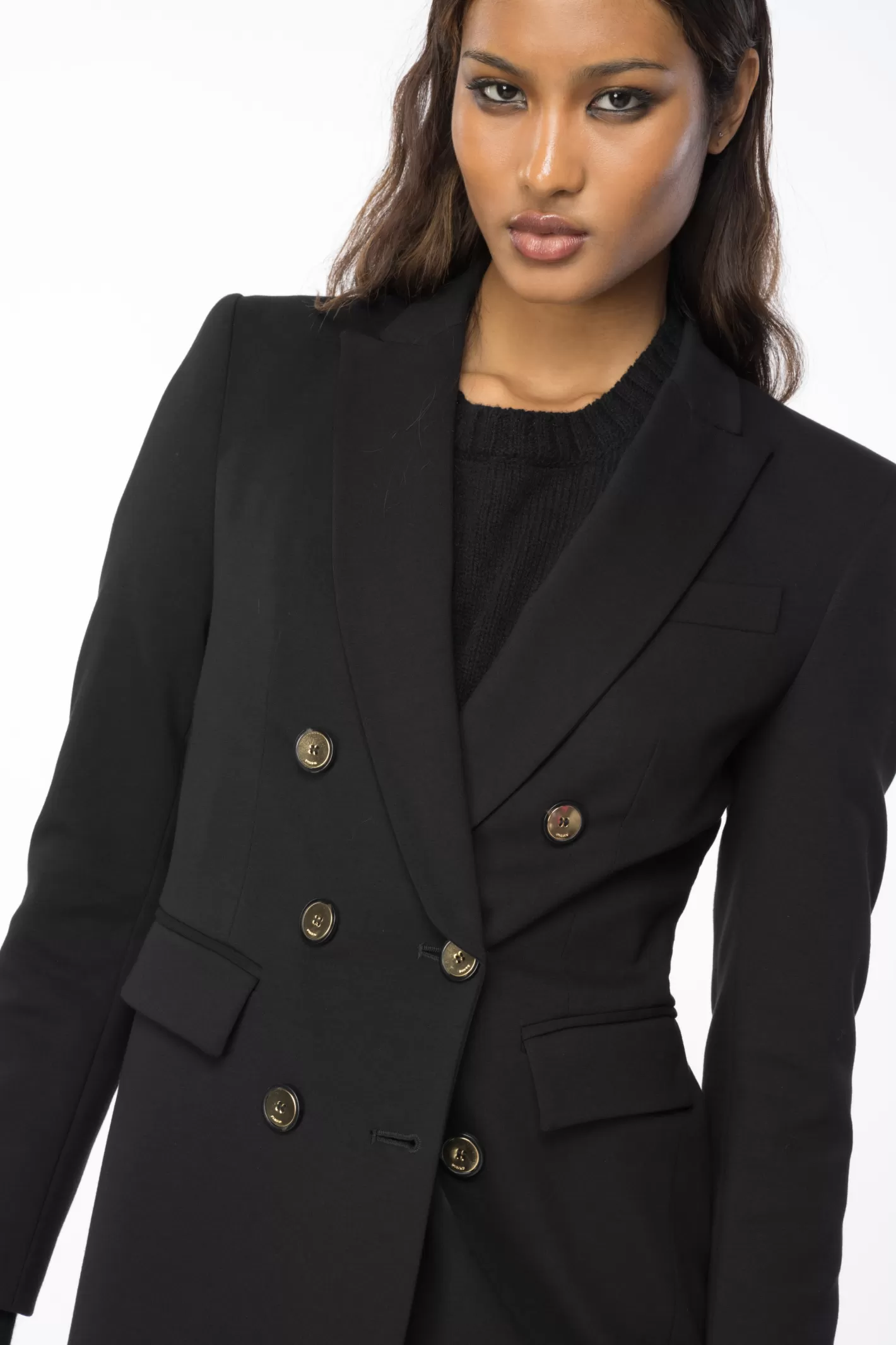 Pinko Blazer doppiopetto punto stoffa NERO LIMOUSINE Online