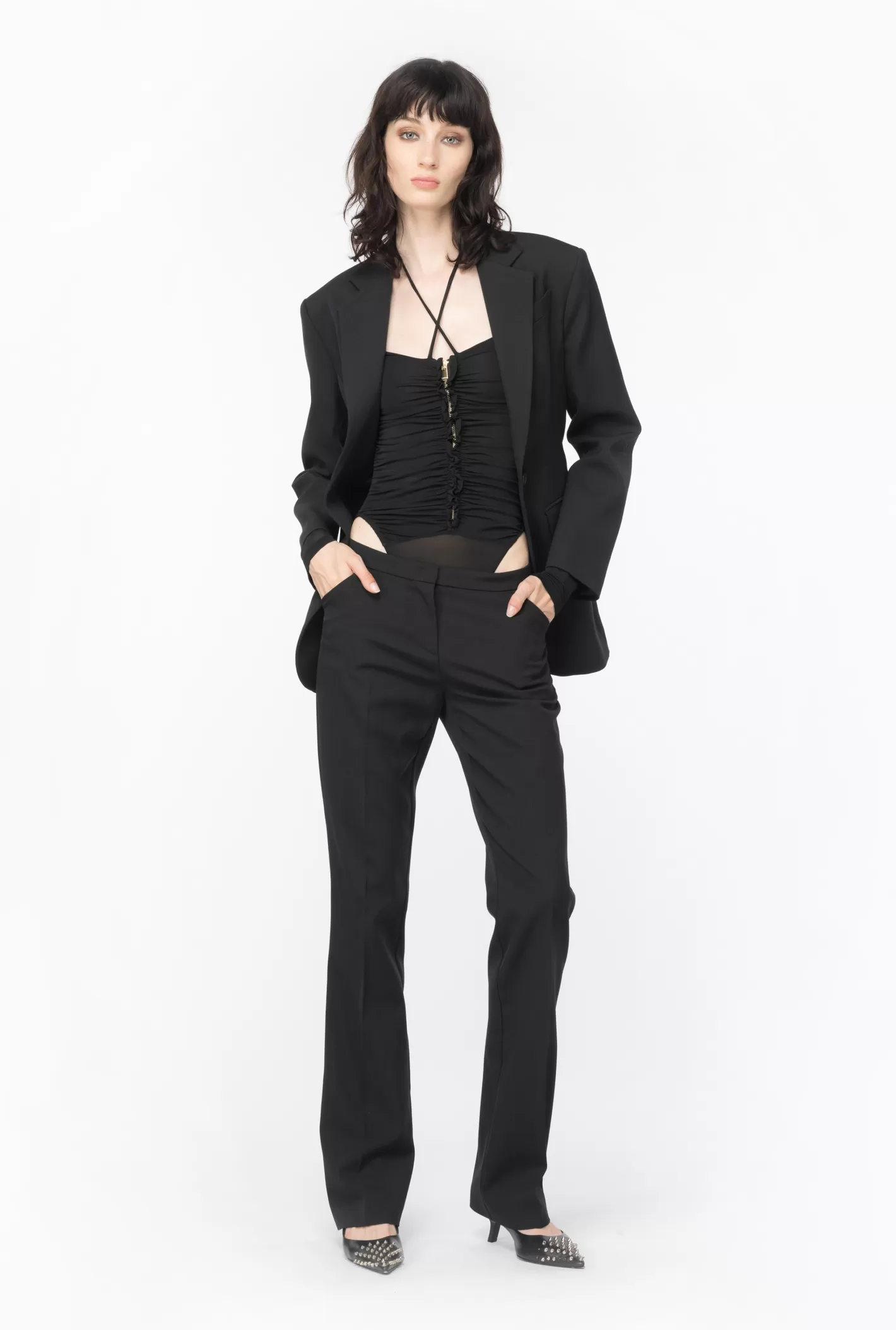 Pinko Blazer femminile in twill e raso NERO LIMOUSINE Shop