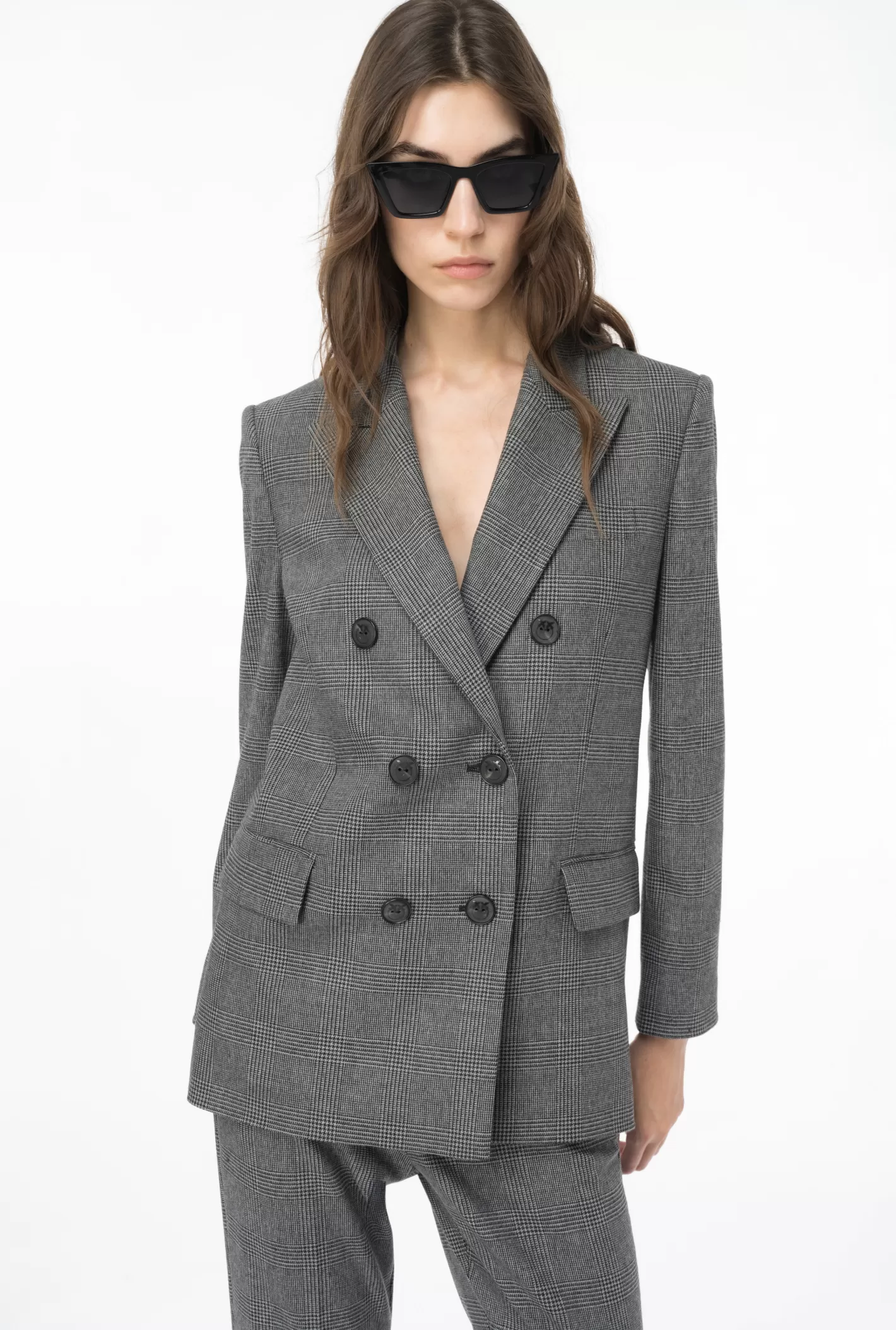 Pinko Blazer flanella Principe di Galles GRIGIO/NERO Sale