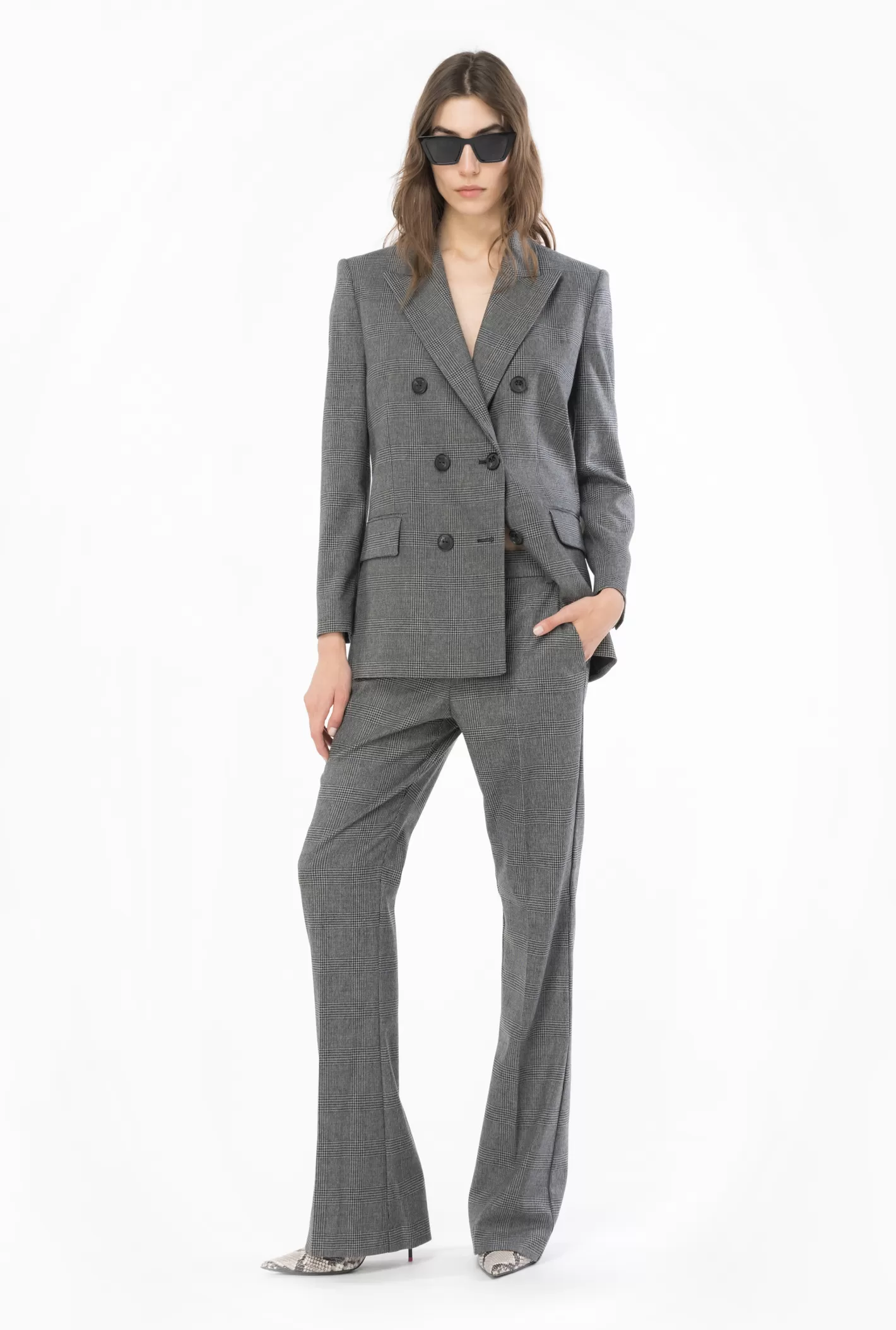 Pinko Blazer flanella Principe di Galles GRIGIO/NERO Sale