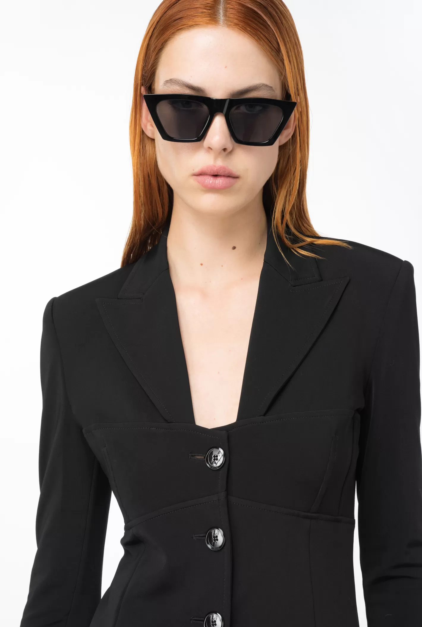 Pinko Blazer in tessuto tecnico fluido con impunture NERO LIMOUSINE Best Sale