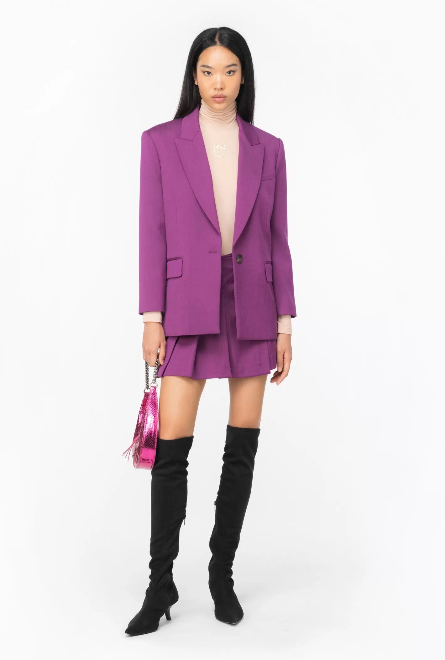 Pinko Blazer monopetto flanella misto lana VIOLA SCURO Cheap