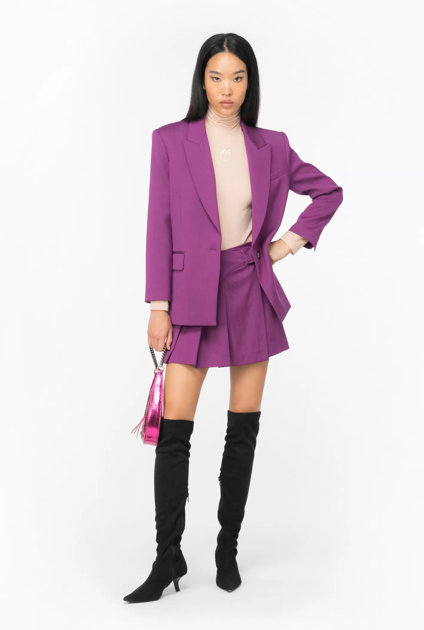 Pinko Blazer monopetto flanella misto lana VIOLA SCURO Cheap