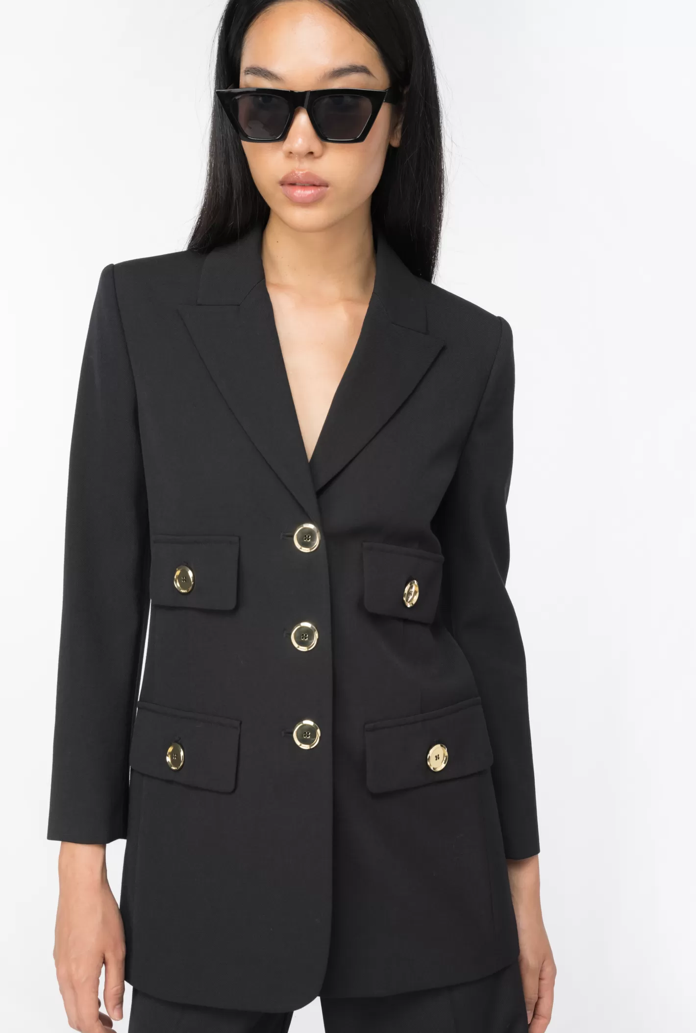 Pinko Blazer monopetto in twill di lana NERO LIMOUSINE Store