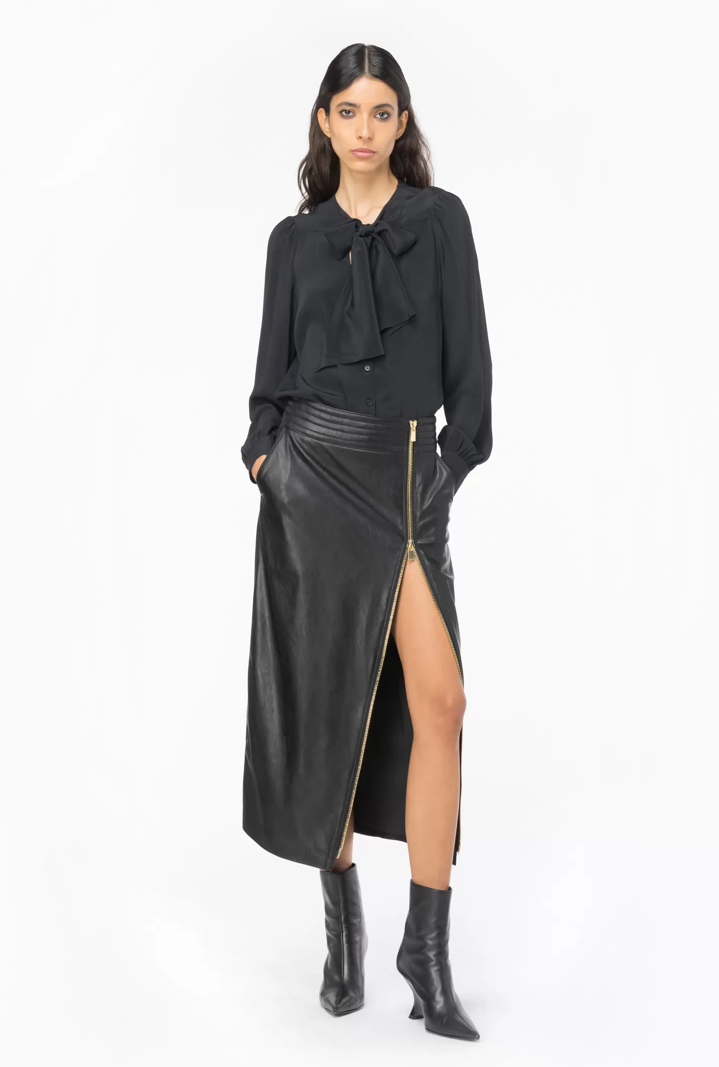 Pinko Blusa crêpe de Chine con fusciacca NERO LIMOUSINE Hot