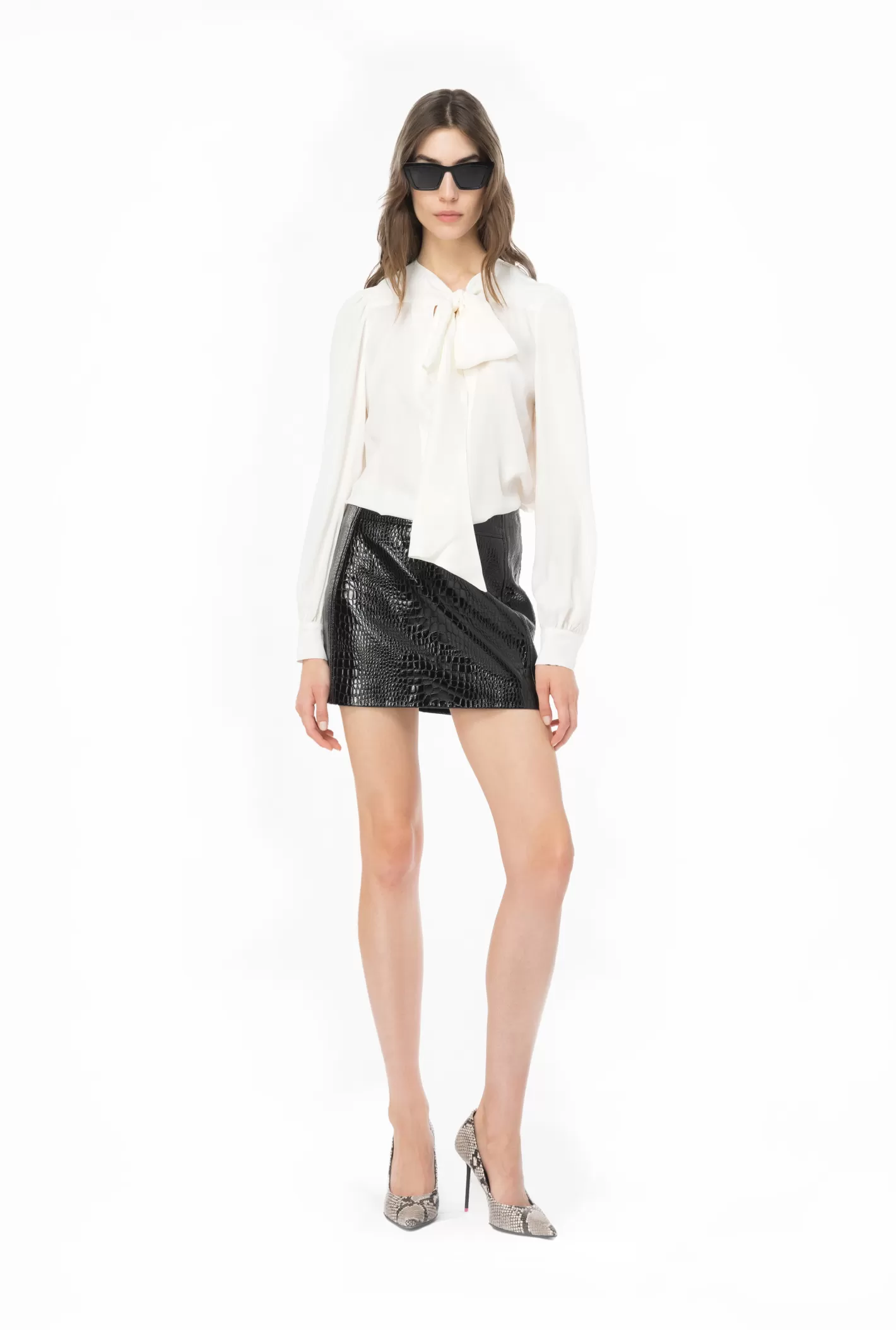 Pinko Blusa crêpe de Chine con fusciacca BIANCO-GELATO VANIGLIA Best Sale