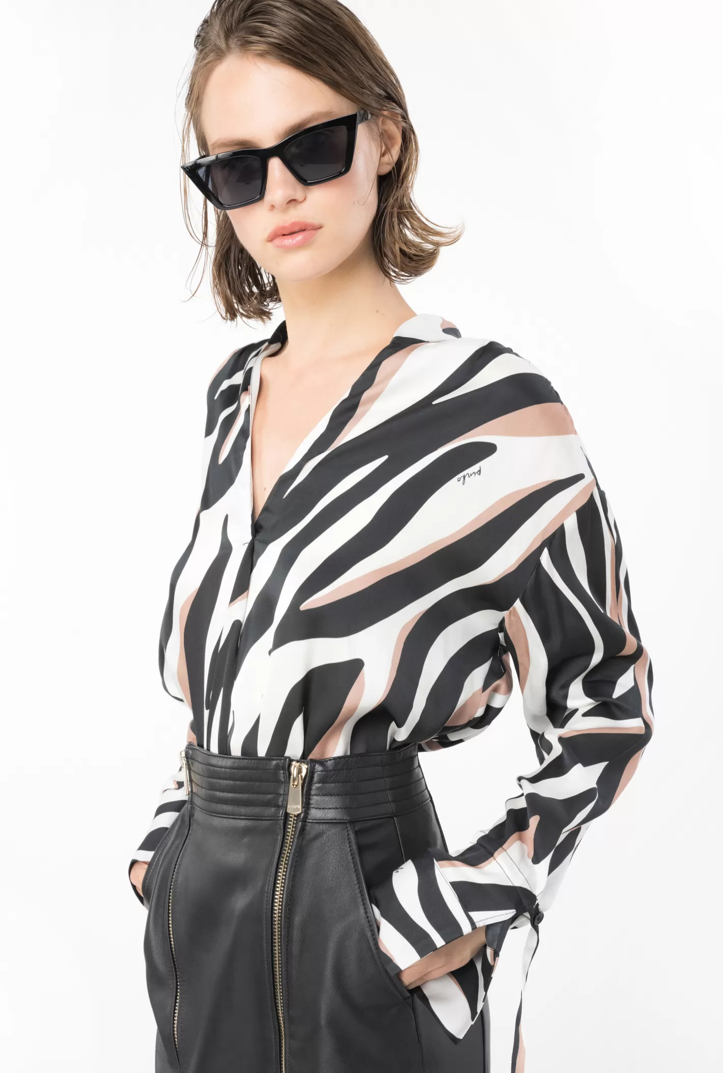 Pinko Blusa stampa zebra psichedelica BIANCO/NERO/BEIGE Online