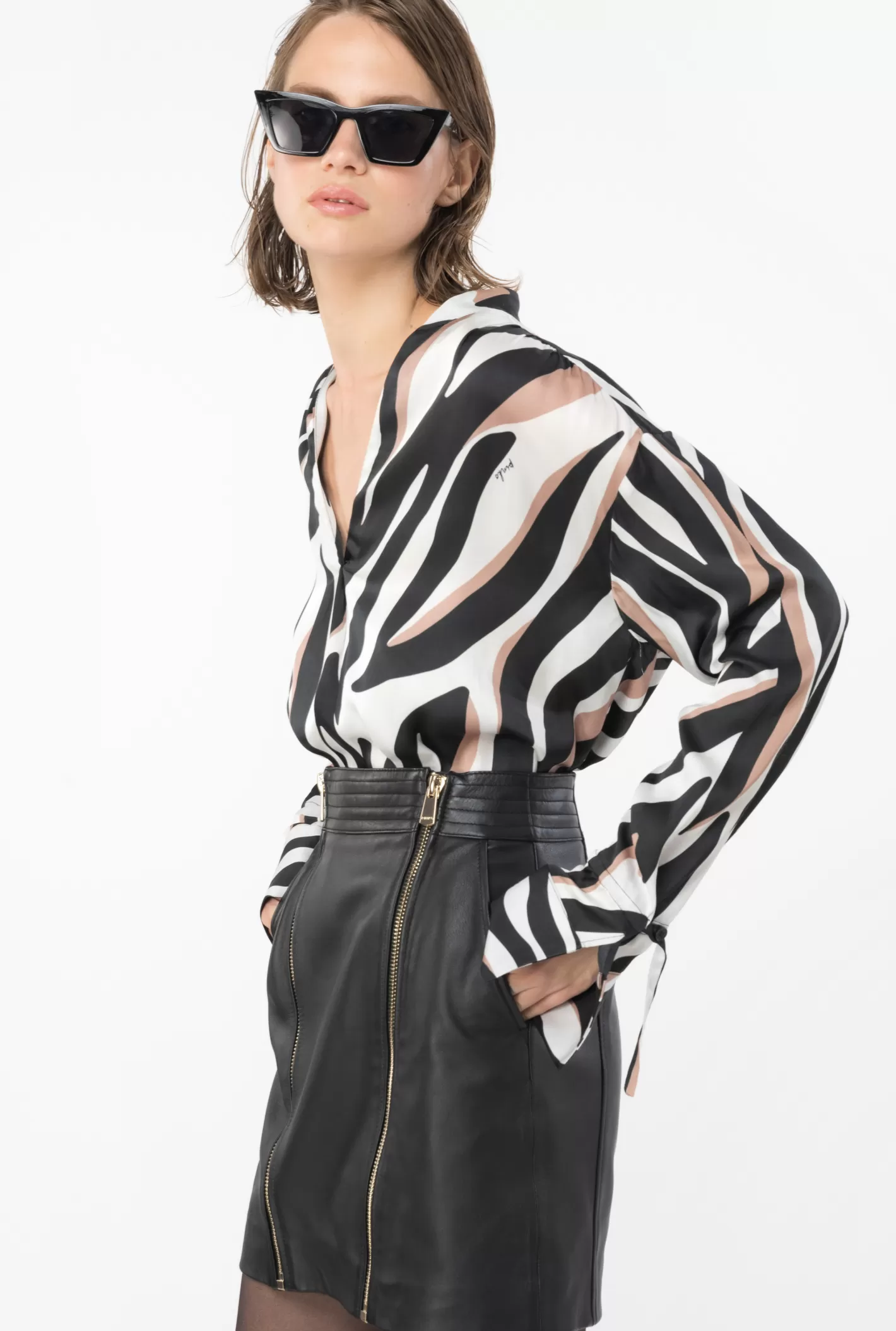 Pinko Blusa stampa zebra psichedelica BIANCO/NERO/BEIGE Online