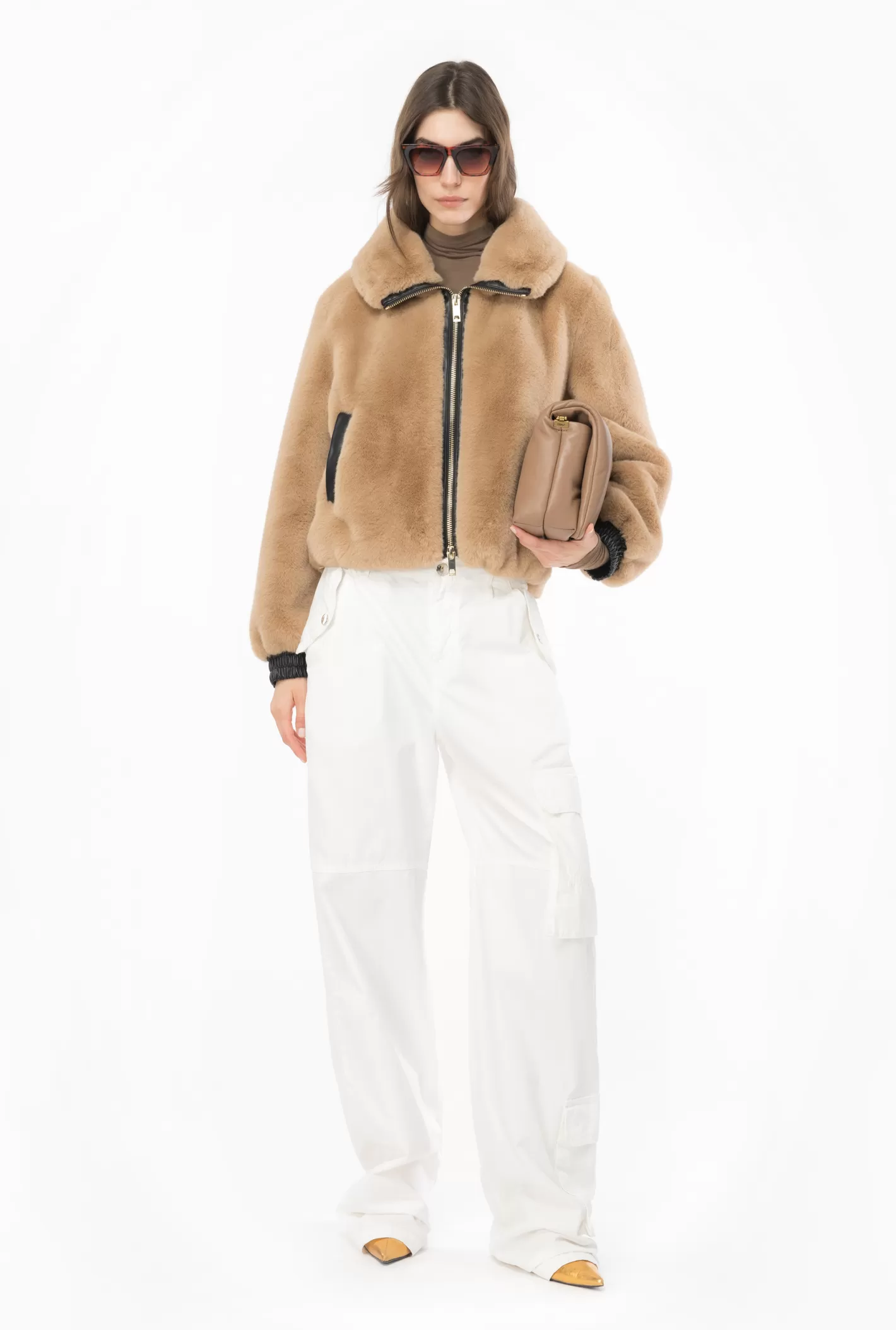 Pinko Bomber in faux fur BEIGE TOUPE CALDO Discount