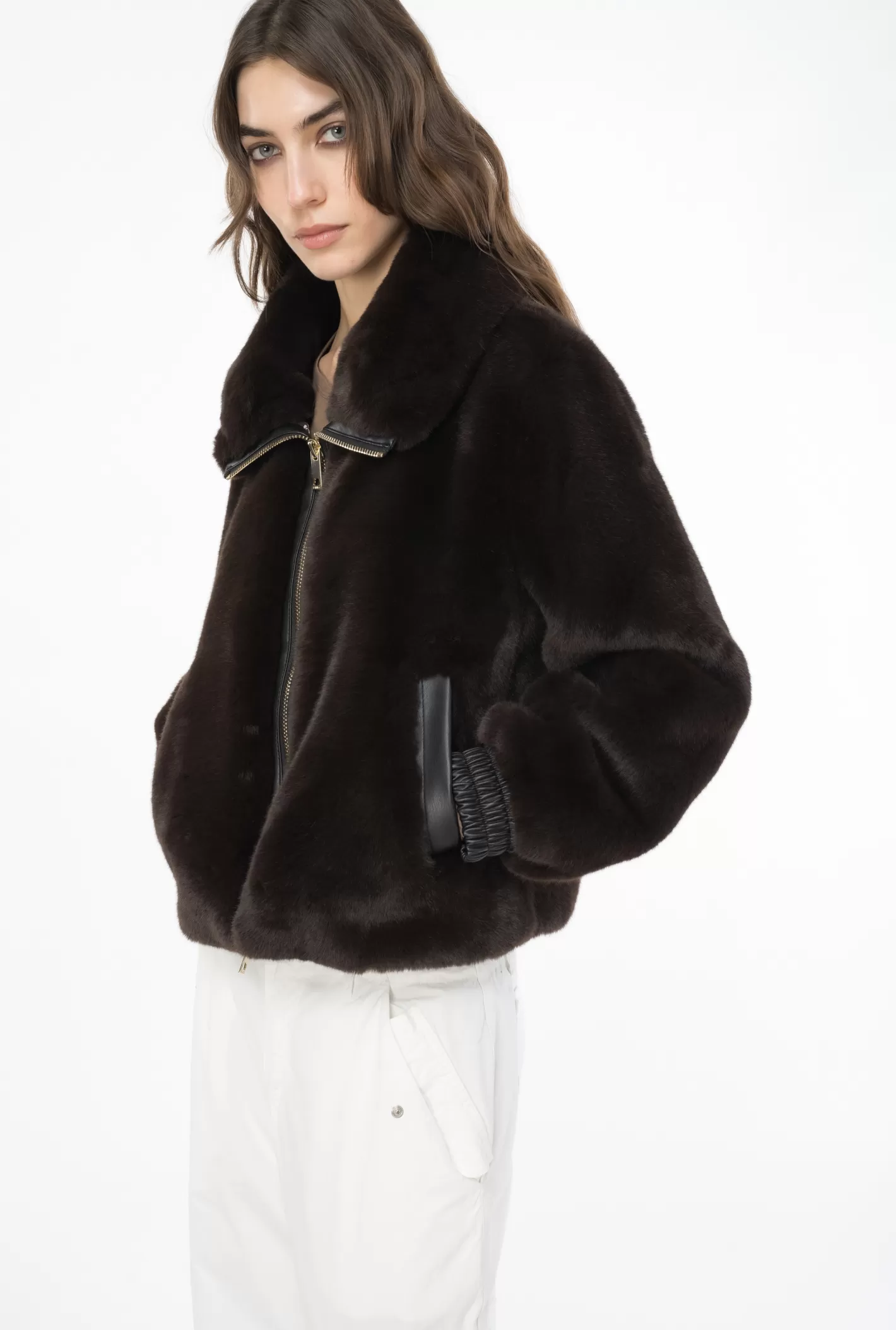 Pinko Bomber in faux fur MARRONE-CAFFE' NERO Best Sale