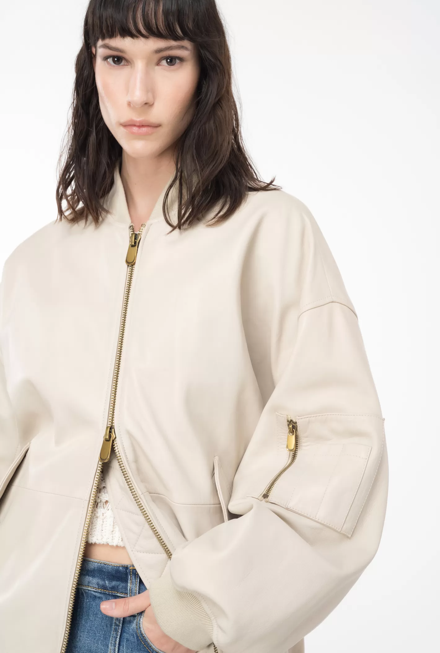 Pinko Bomber in nappa BEIGE-FARINA AVENA Hot