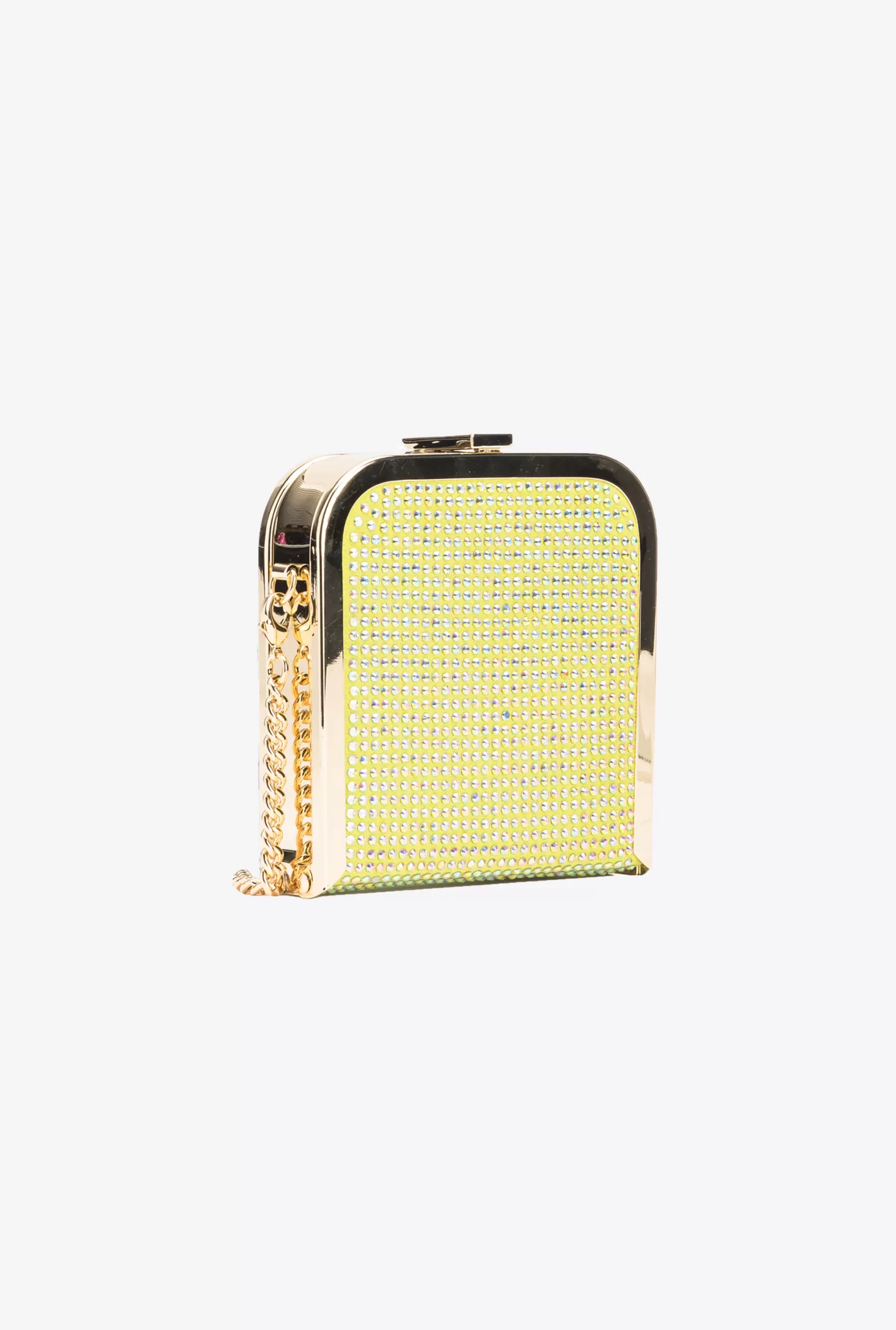 Pinko Box Clutch full strass GIALLO  LIME-SHINY GOLD Fashion