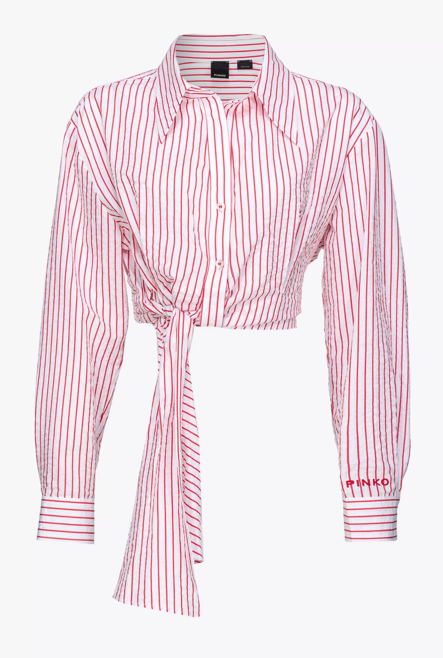 Pinko Camicia corta seersucker a righe BIANCO/ROSSO Shop