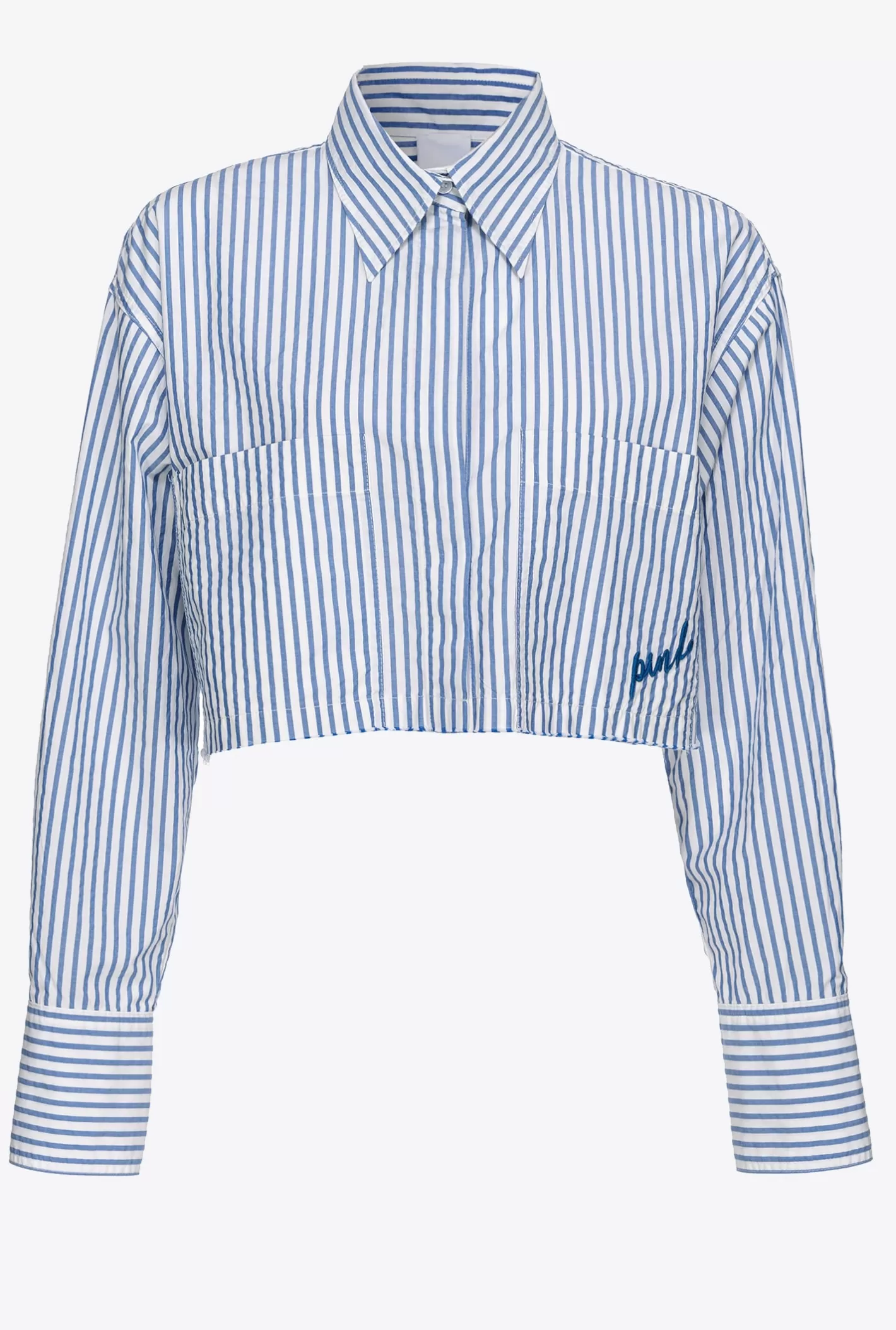 Pinko Camicia crop a righe BIANCO/AZZURRO Best Sale