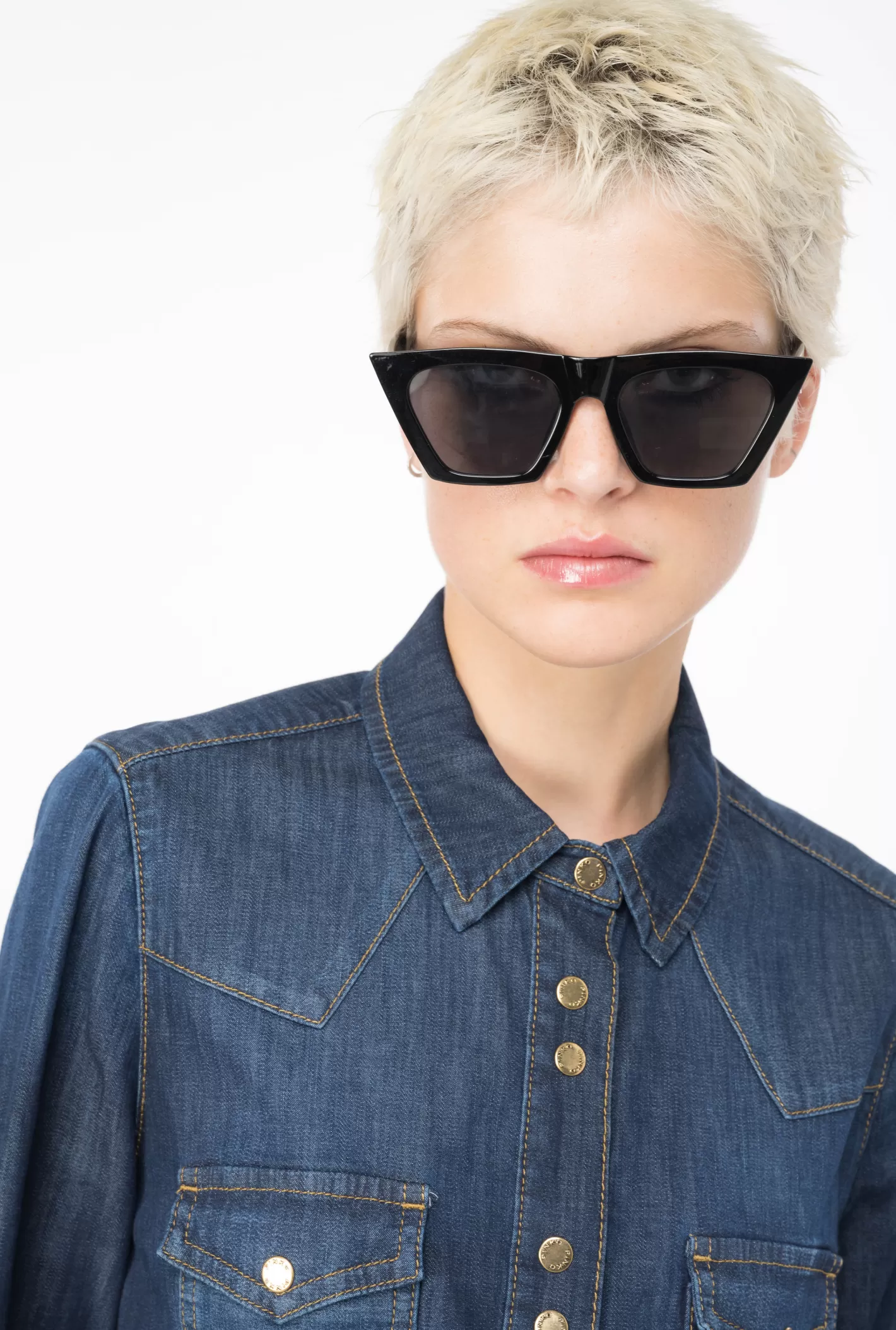 Pinko Camicia in denim twill leggero blue LAVAGGIO MEDIO SCURO Sale