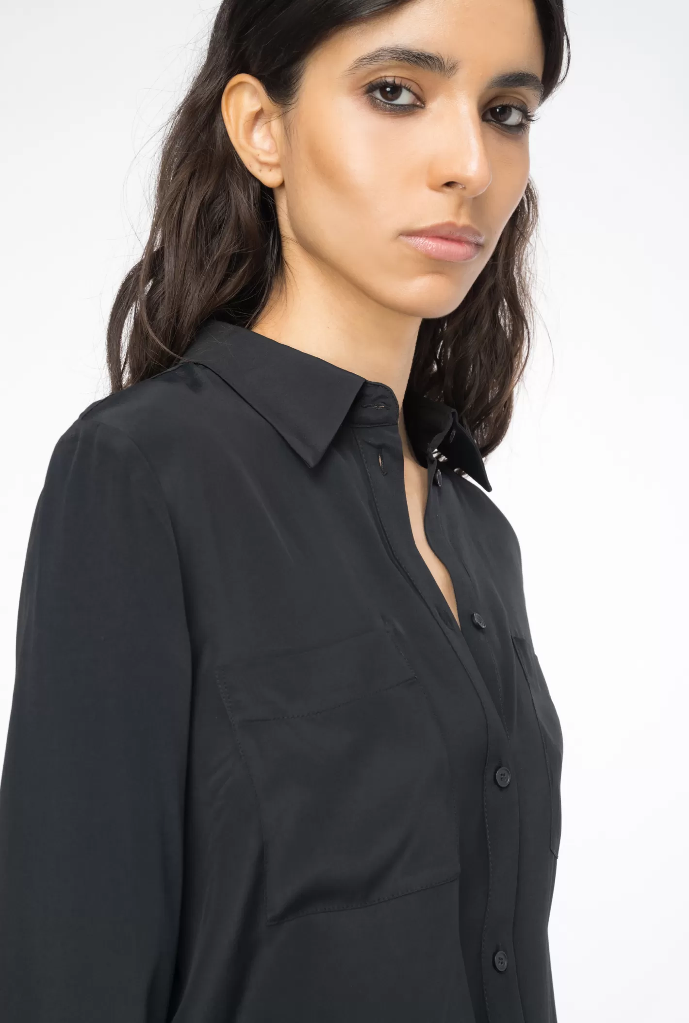 Pinko Camicia in satin di seta NERO LIMOUSINE Hot