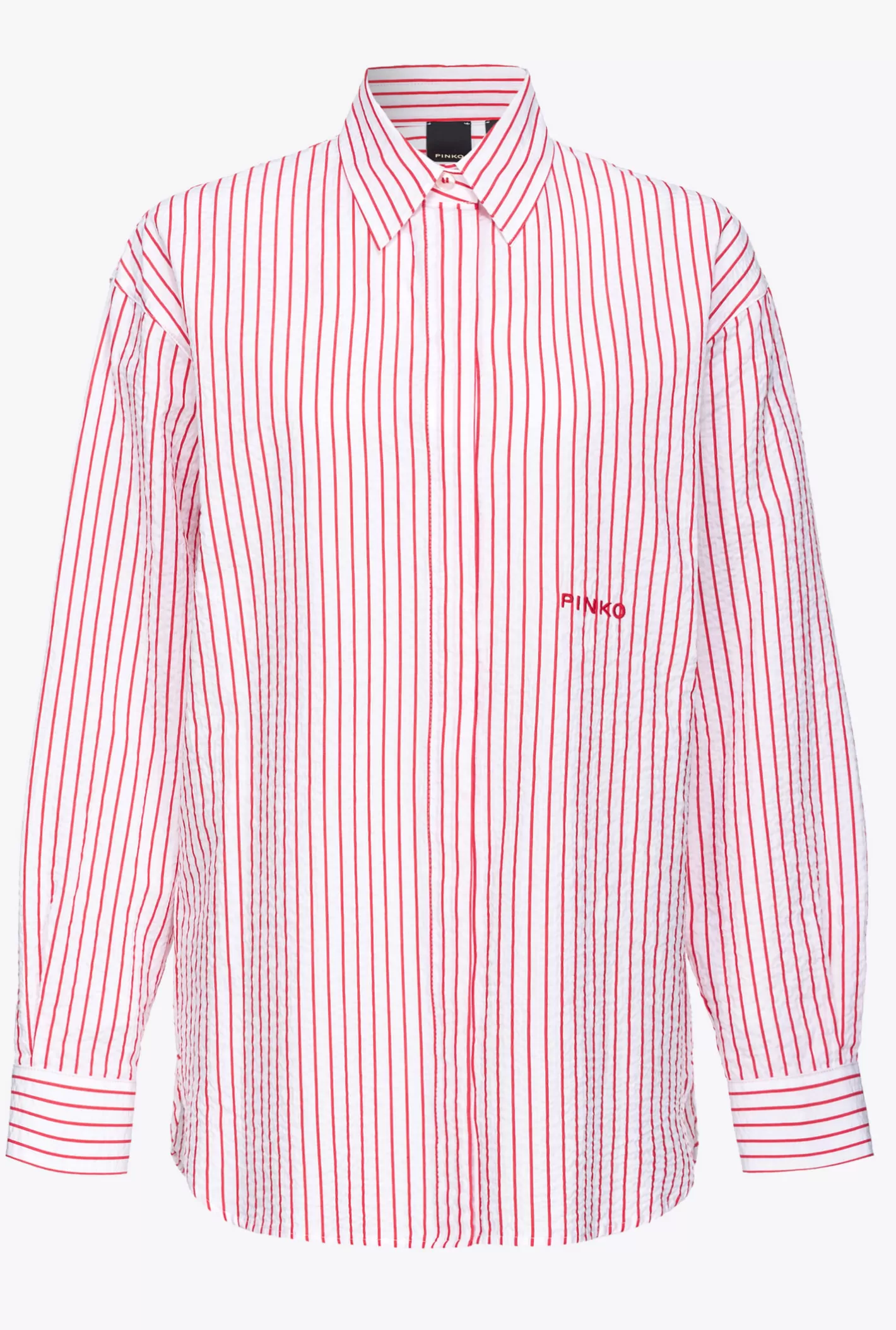 Pinko Camicia seersucker a righe BIANCO/ROSSO Discount