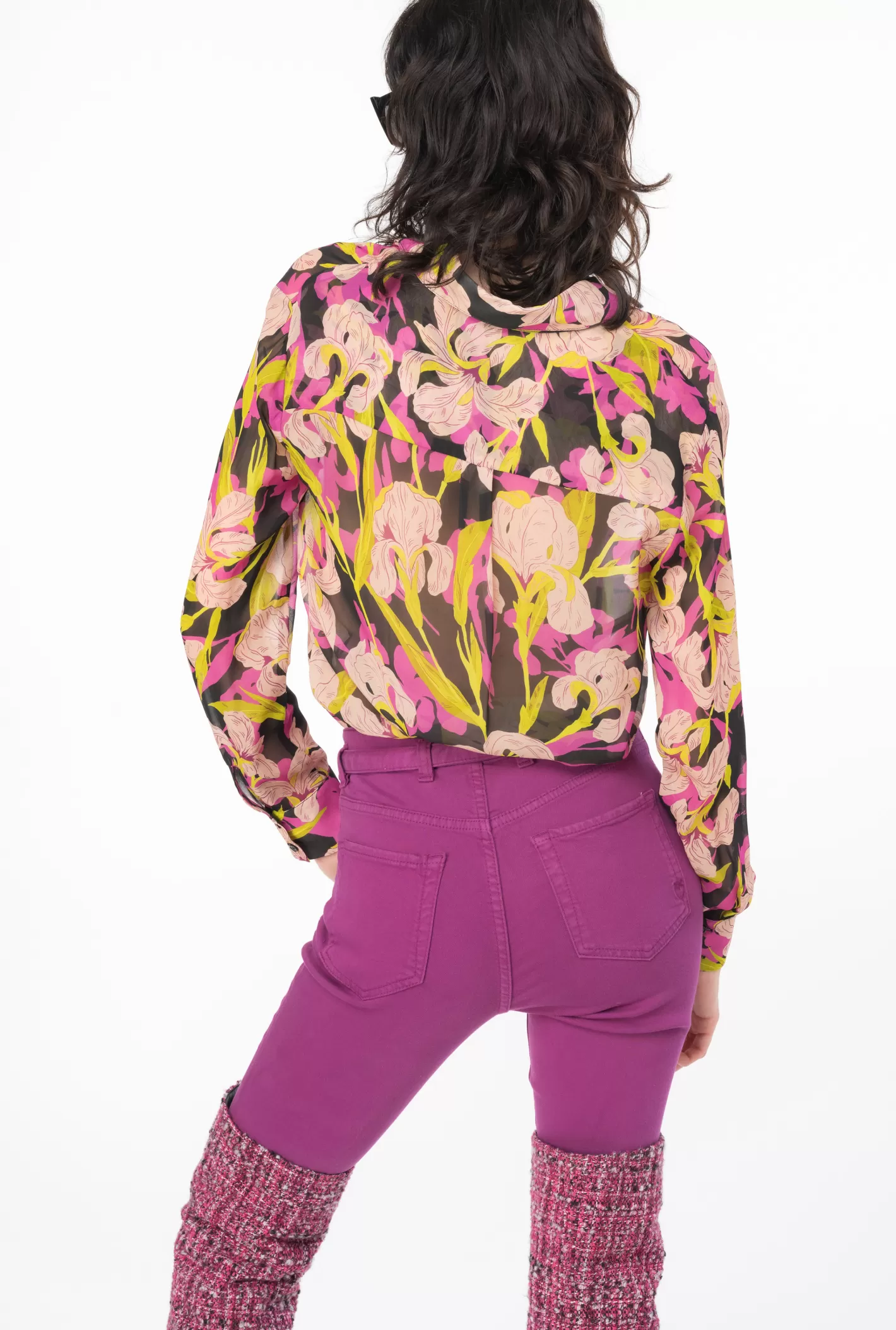 Pinko Camicia stampa iris MULT.NERO/FUXIA Hot