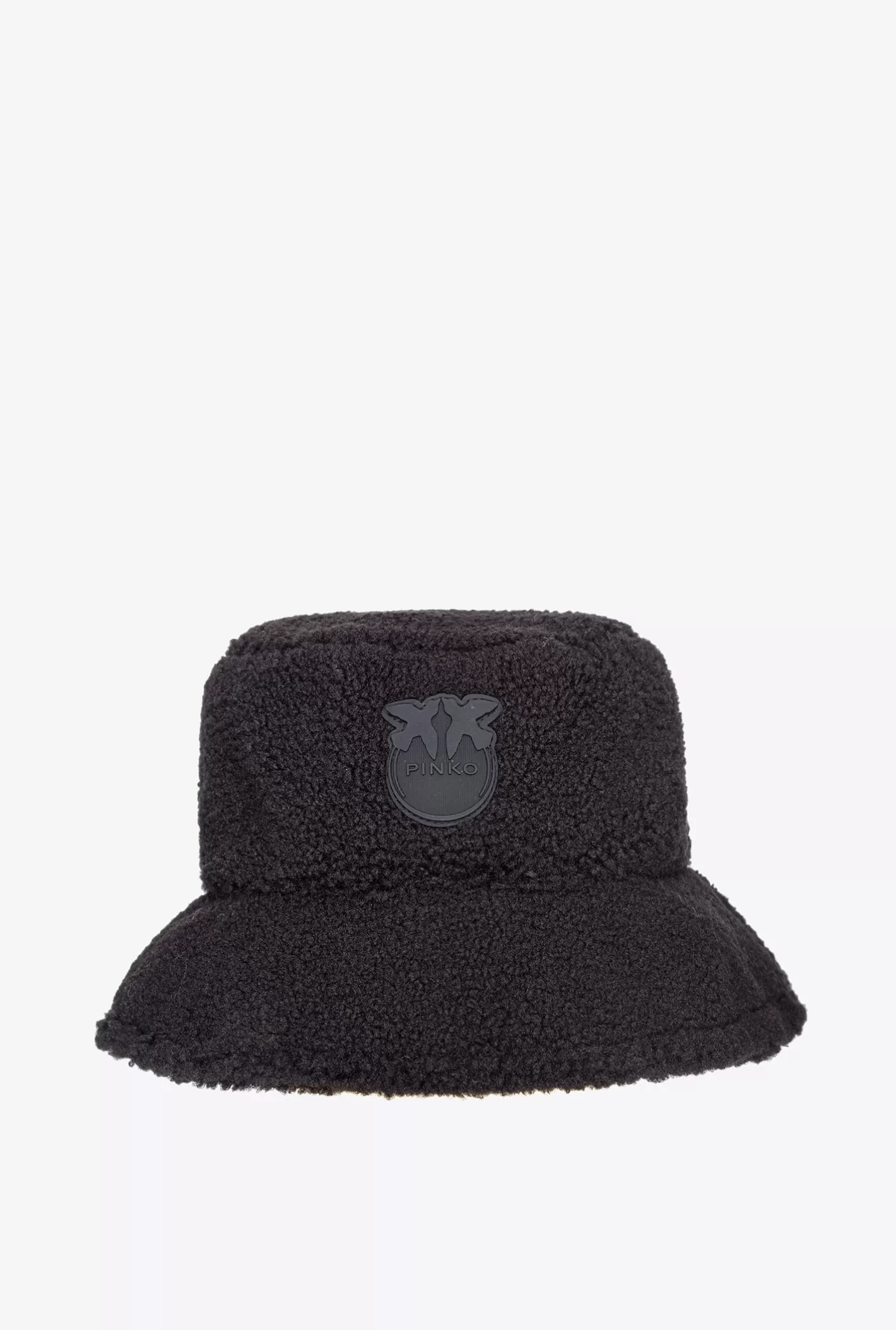 Pinko Cappello a secchiello faux fur patch logo NERO LIMOUSINE Fashion