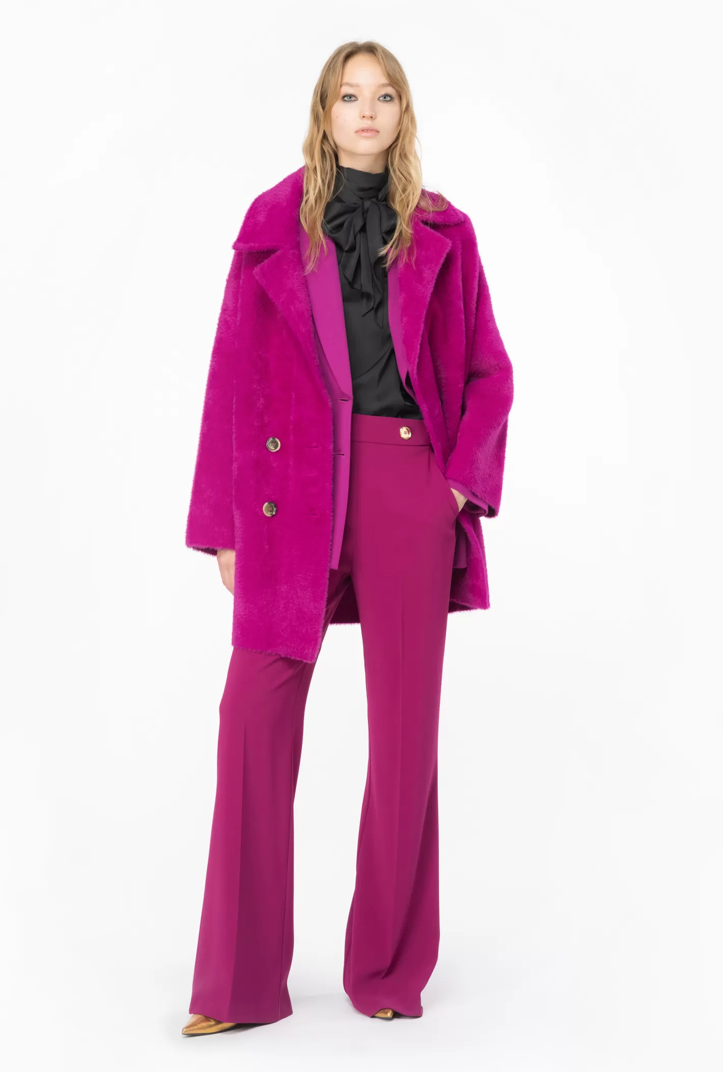 Pinko Cappotto cocoon faux fur VIOLA BUGANVILLE Best Sale