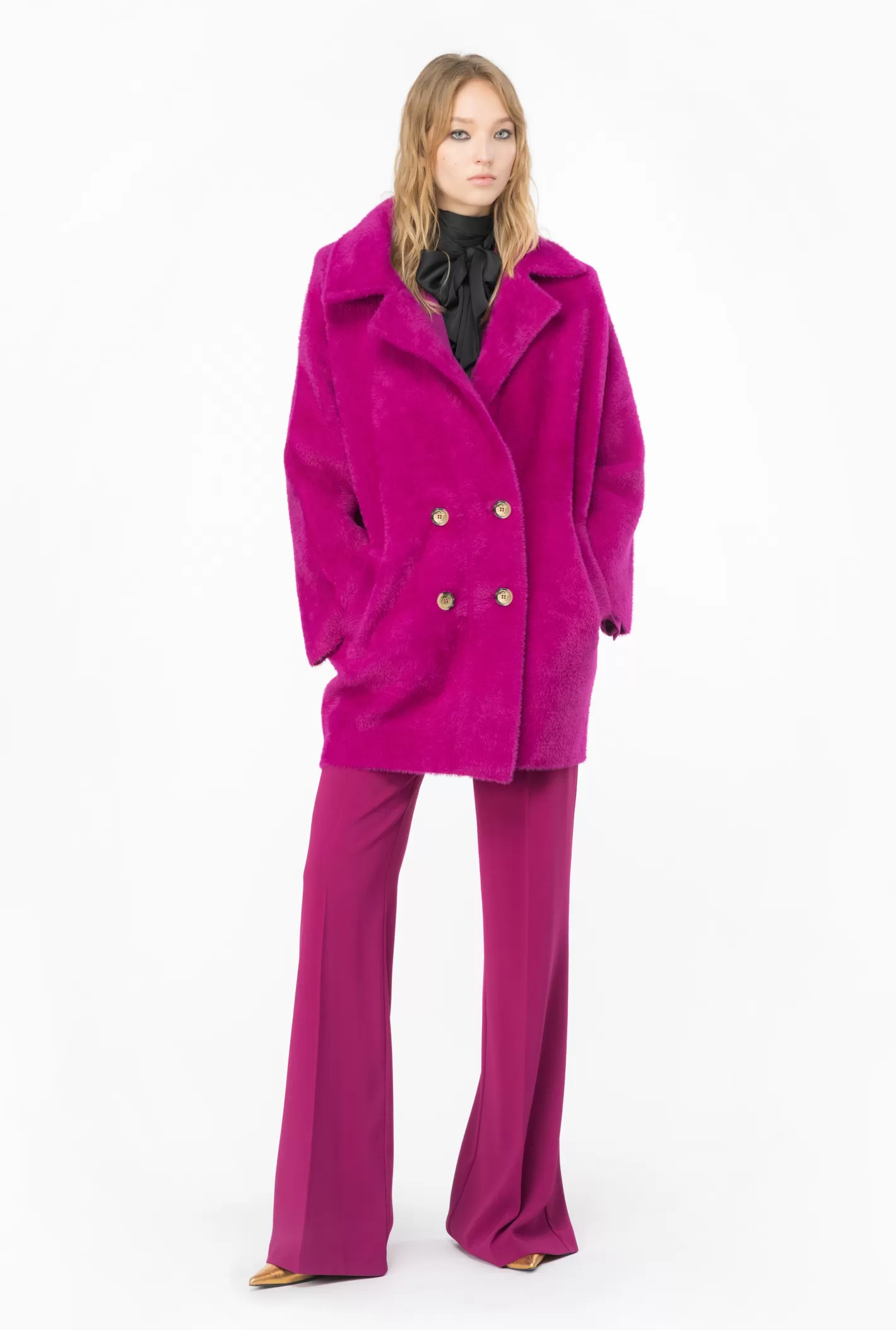 Pinko Cappotto cocoon faux fur VIOLA BUGANVILLE Best Sale