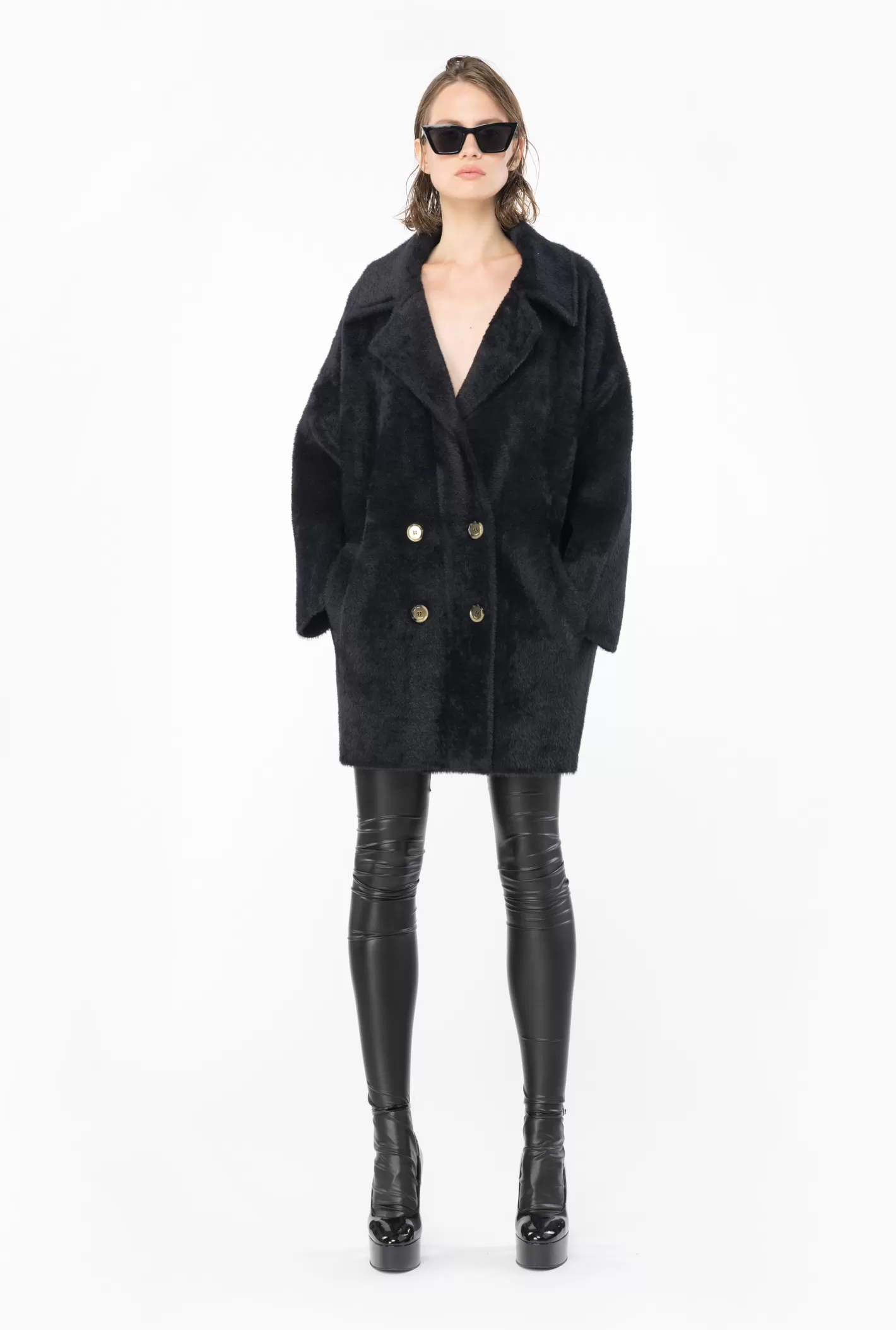 Pinko Cappotto cocoon faux fur NERO LIMOUSINE Clearance