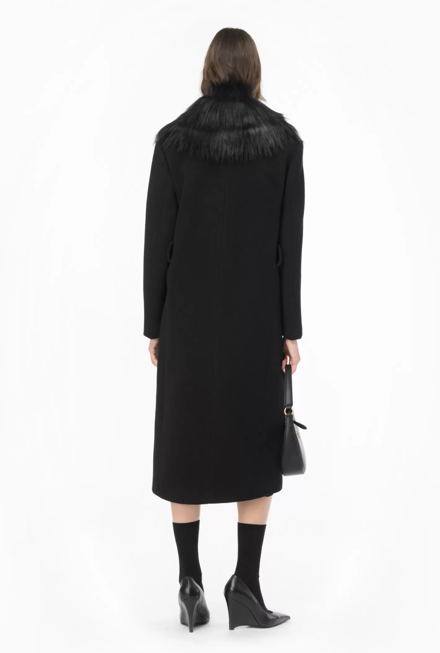 Pinko Cappotto con collo faux fur NERO LIMOUSINE Flash Sale