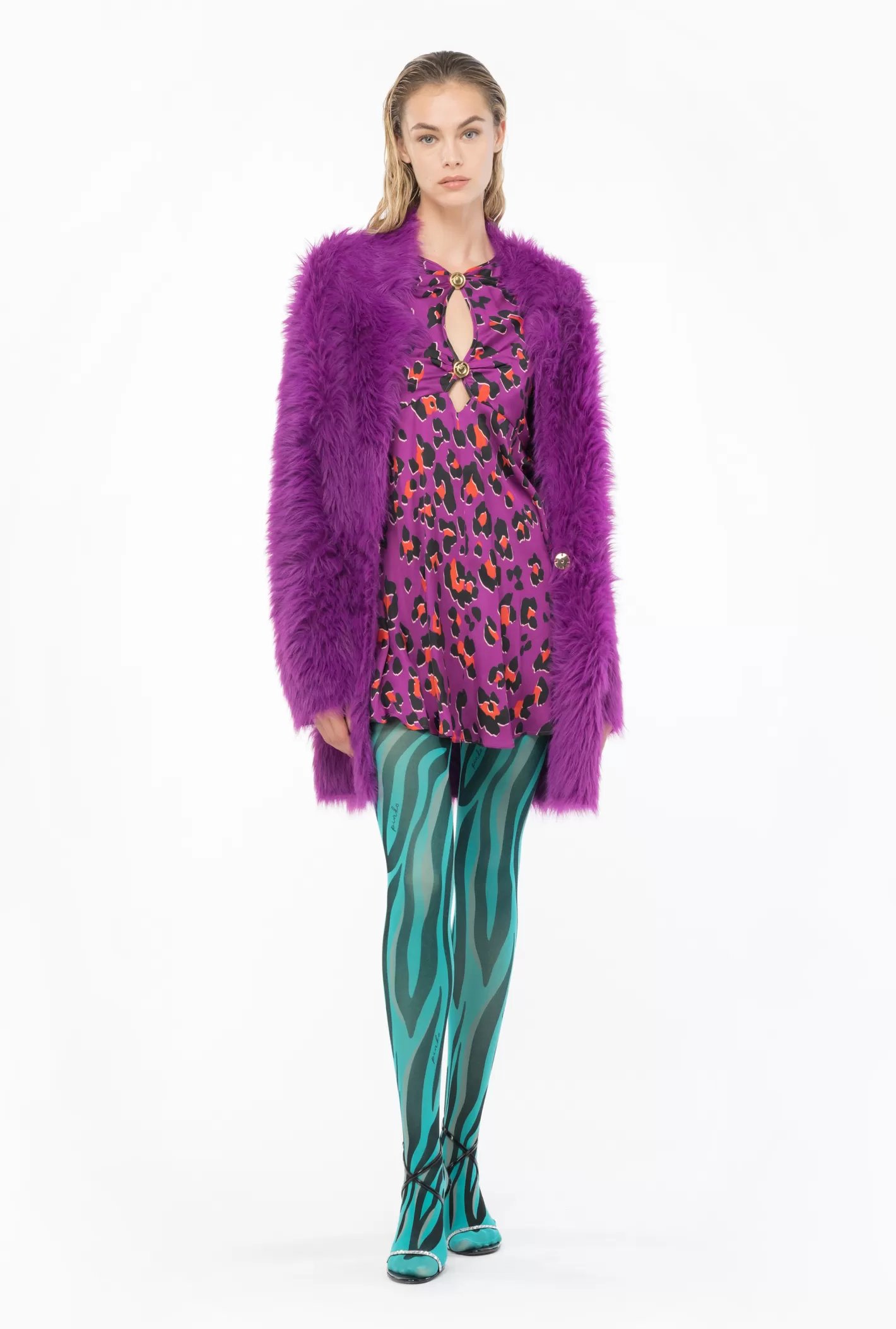 Pinko Cappotto corto faux fur VIOLA BUGANVILLE Shop