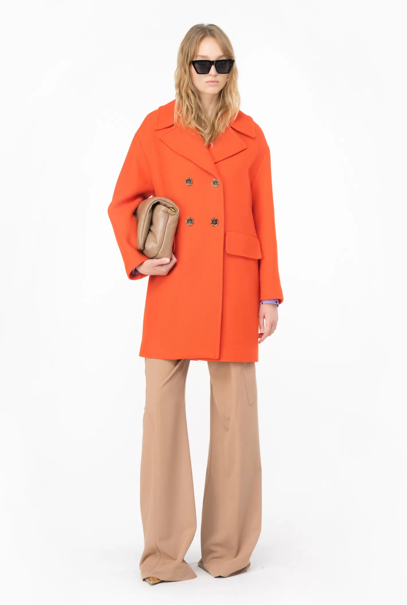 Pinko Cappotto doppiopetto in panno ARANCIONE SURIMI Store