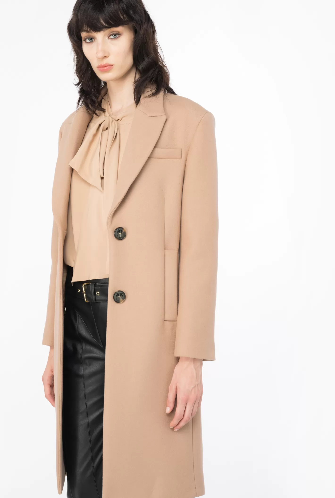 Pinko Cappotto dritto in panno CAMMELLO MOCACCINO Cheap