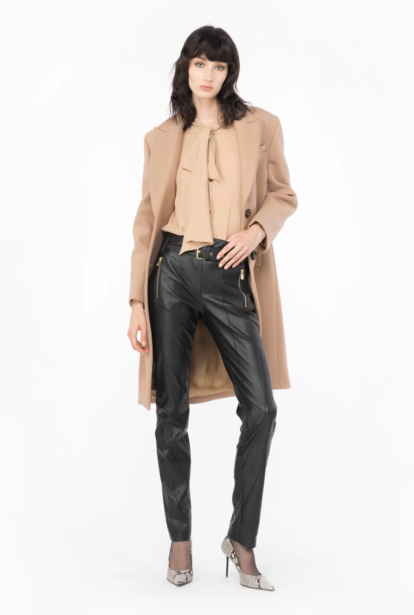 Pinko Cappotto dritto in panno CAMMELLO MOCACCINO Cheap