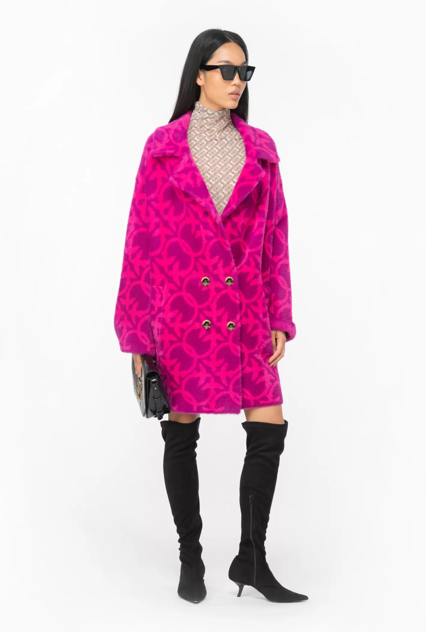 Pinko Cappotto faux fur Love Birds VIOLA/FUXIA Hot