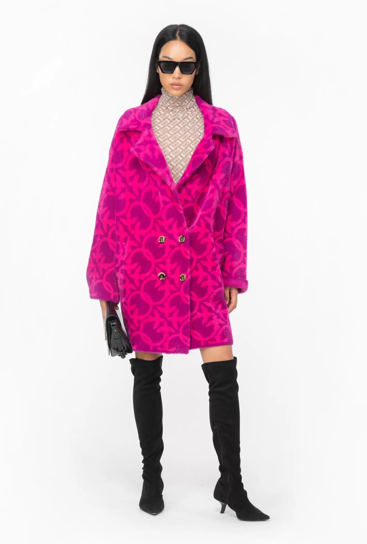 Pinko Cappotto faux fur Love Birds VIOLA/FUXIA Hot