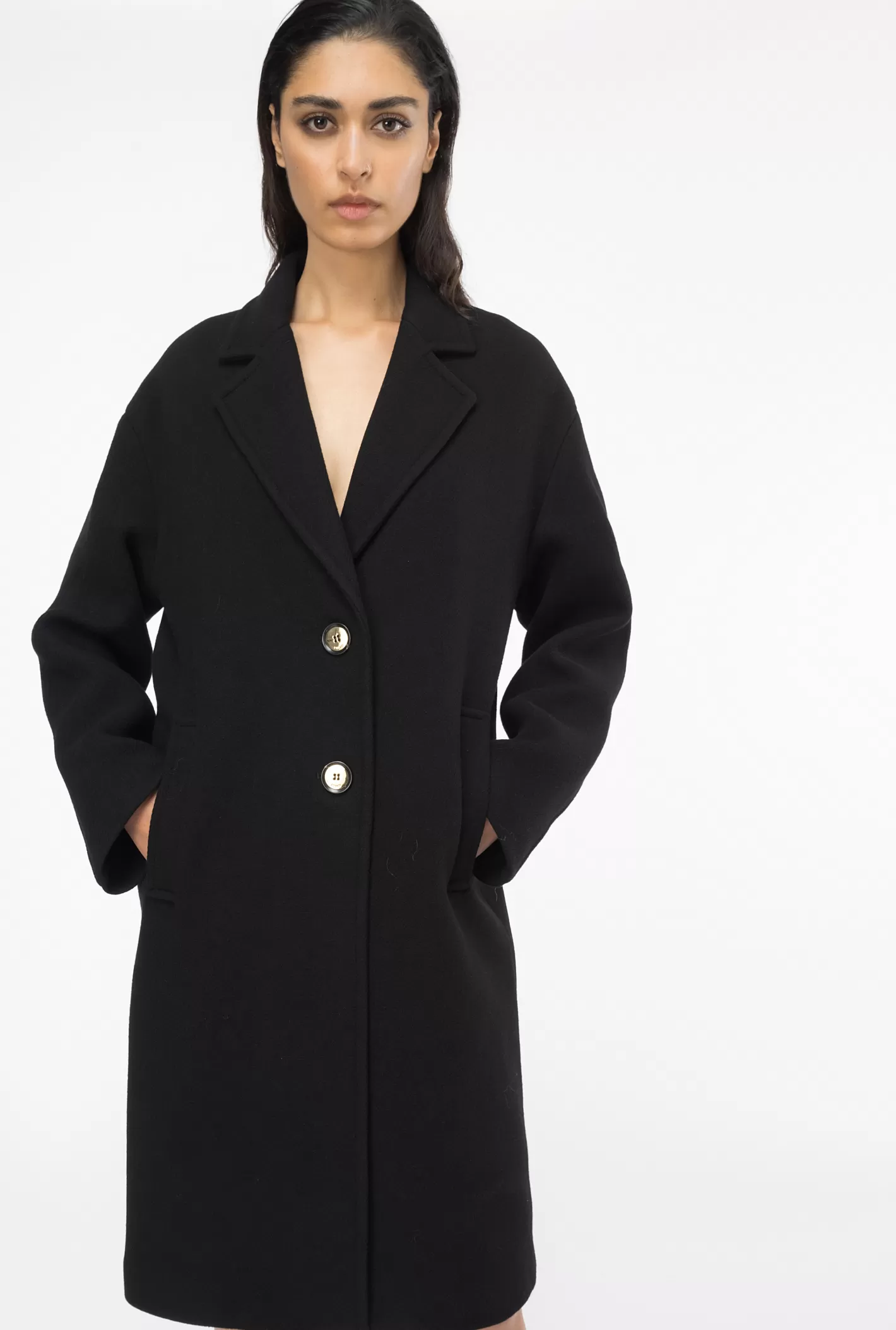 Pinko Cappotto monopetto in panno NERO LIMOUSINE Shop