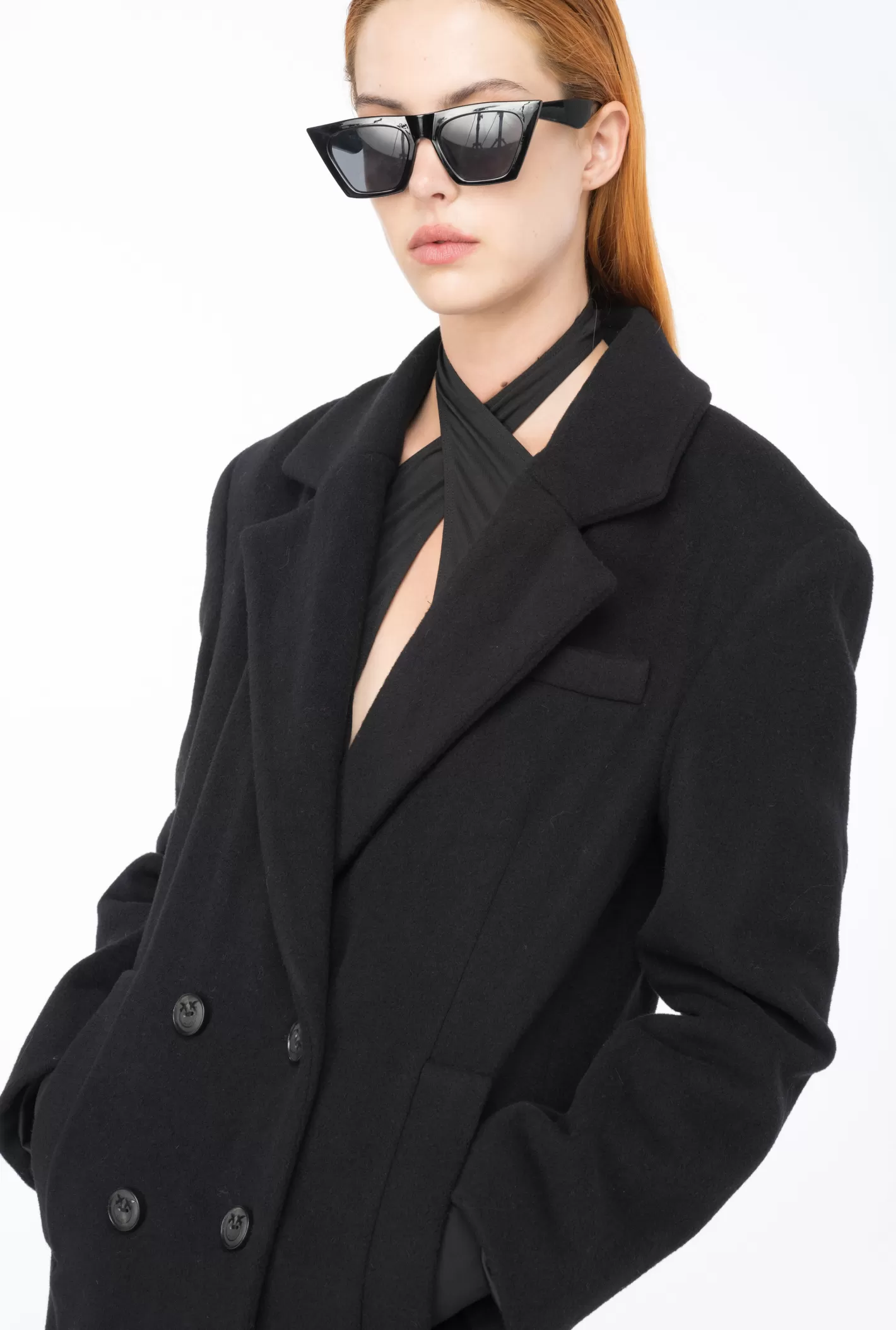 Pinko Cappotto panno misto cachemire NERO LIMOUSINE Shop