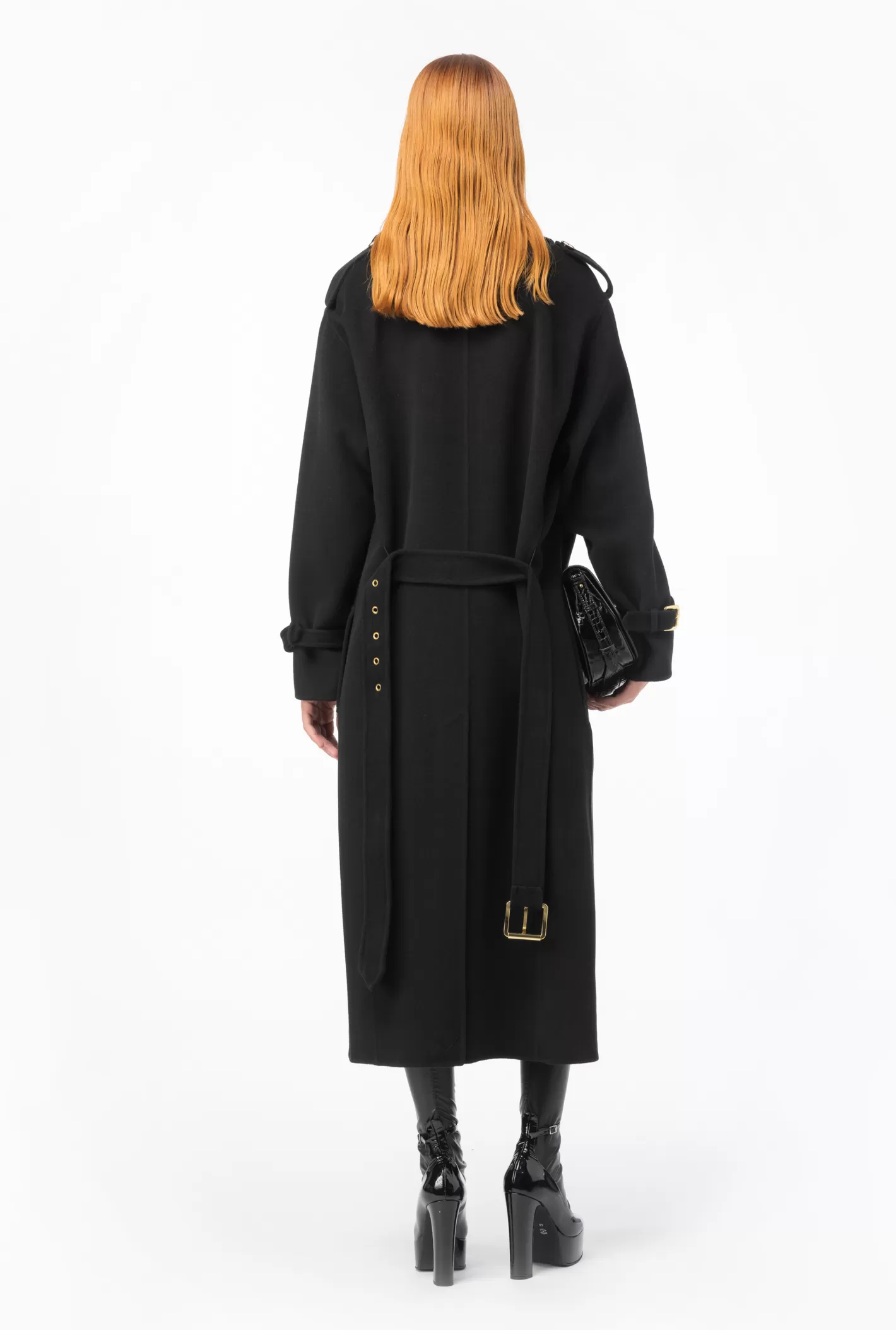 Pinko Cappotto trench in panno NERO LIMOUSINE Store