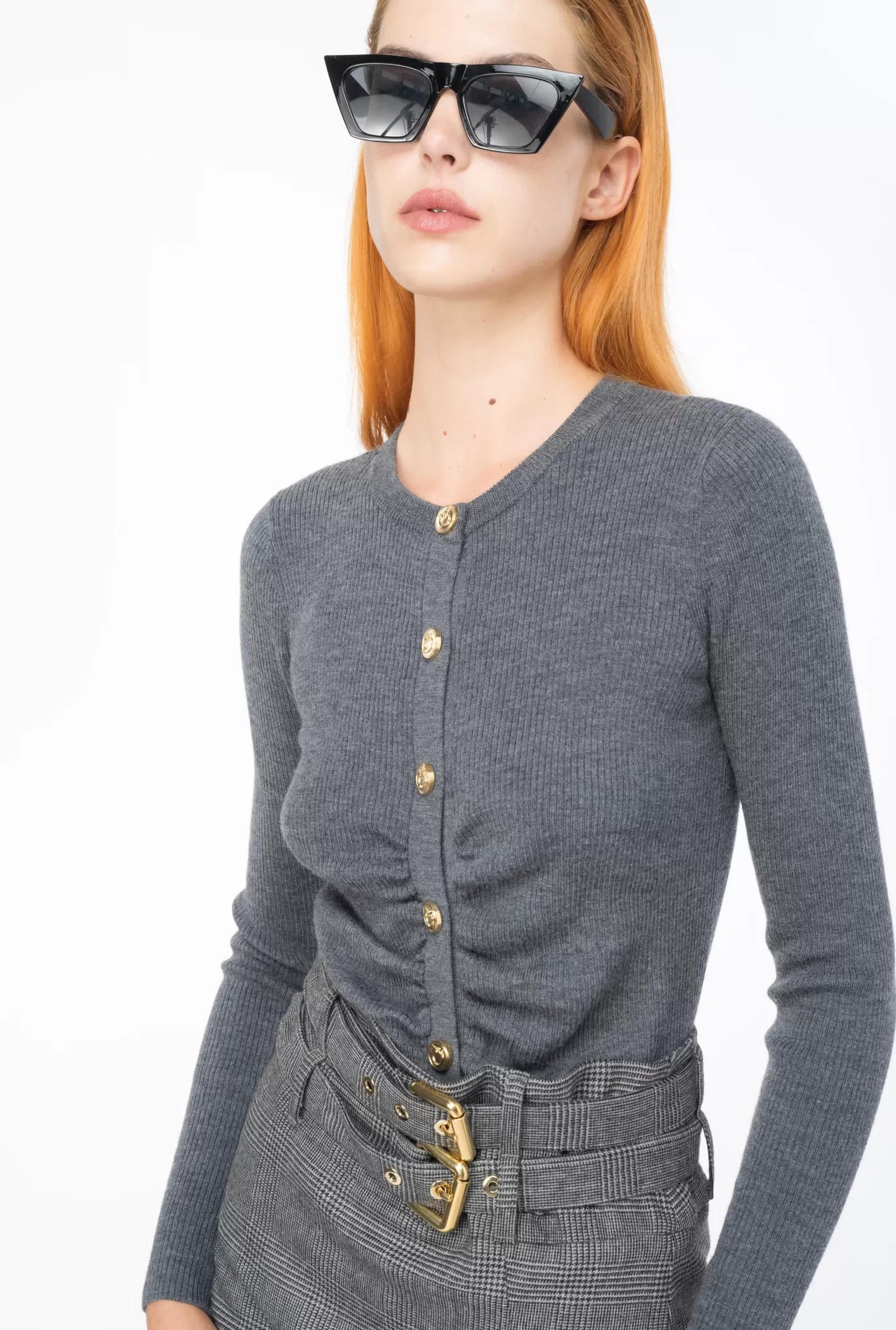 Pinko Cardigan aderente a costine DARK GREY Shop