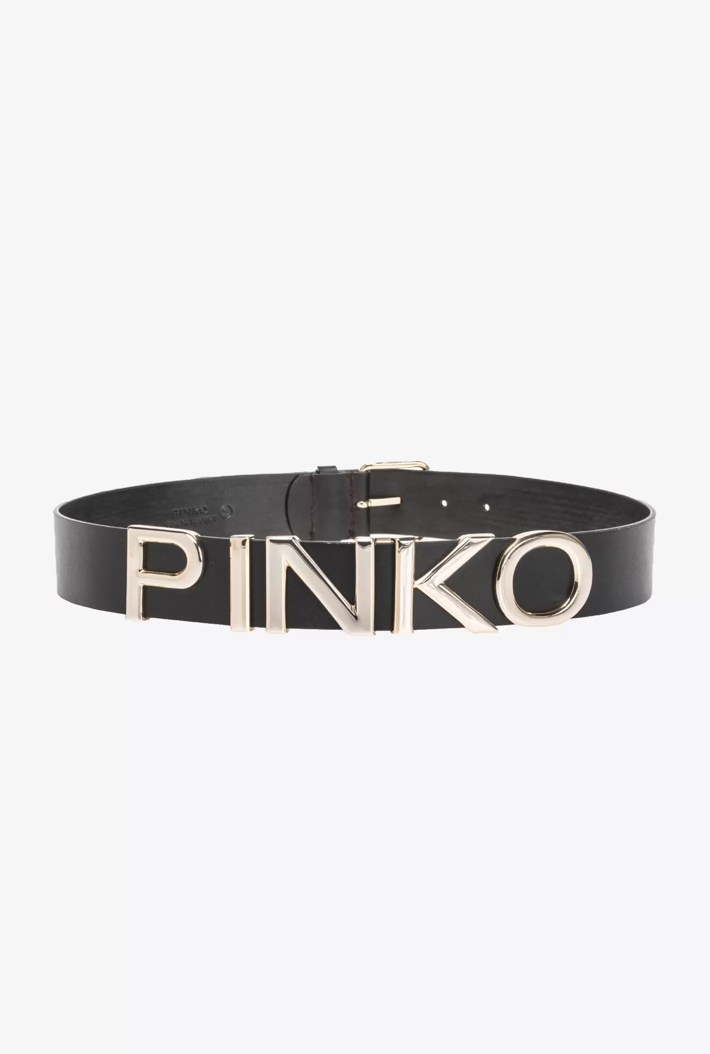 Pinko Cintura logo lettere scorrevoli 4cm NERO-ANTIQUE GOLD New