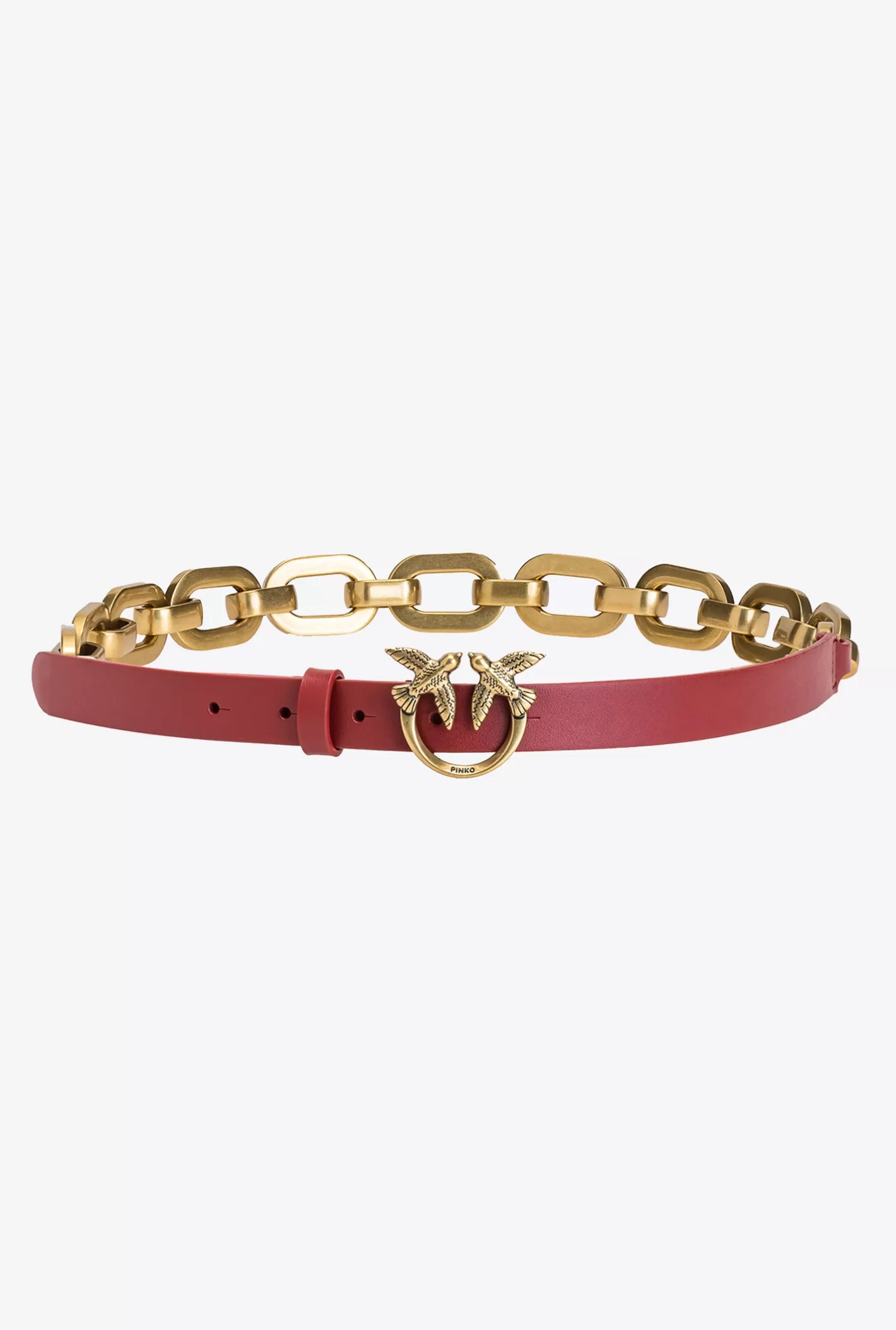 Pinko Cintura Love Birds con macro catena ROSSO RUBINO-ANTIQUE GOLD Hot